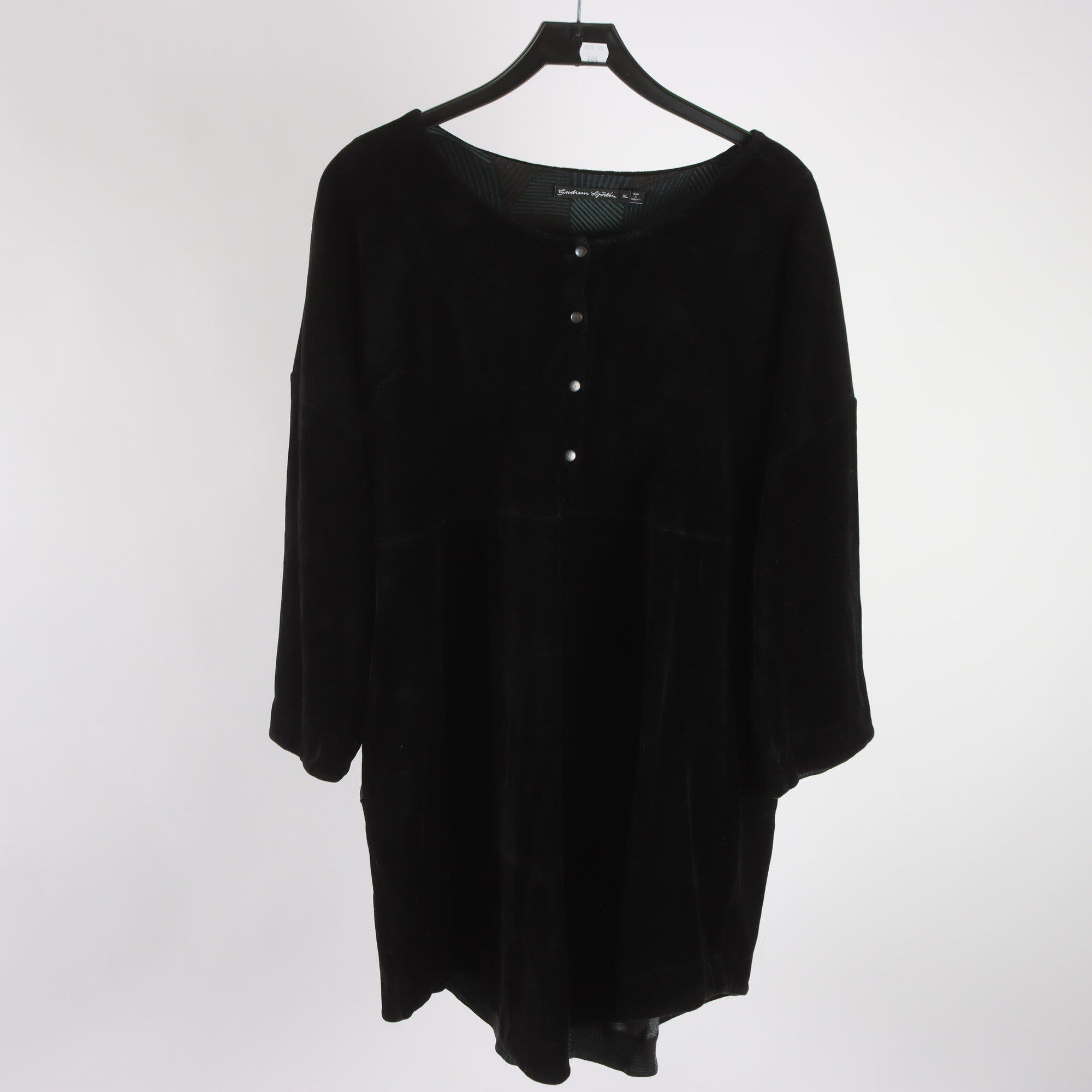 Klänning/tunika, Gudrun Sjödén, svart, velour, stl. XL.