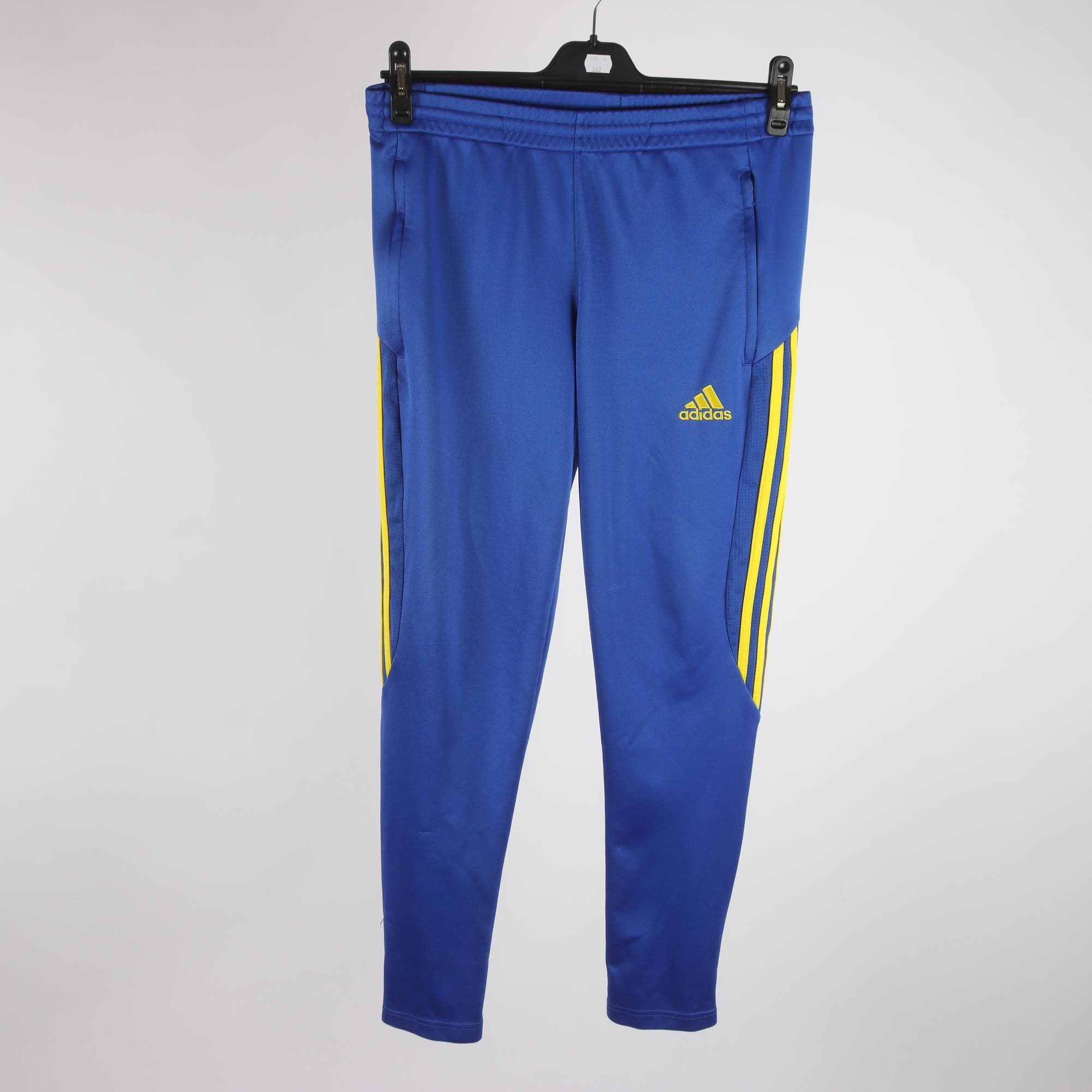 Träningsbyxor, Adidas, blå, gul, stl. S.