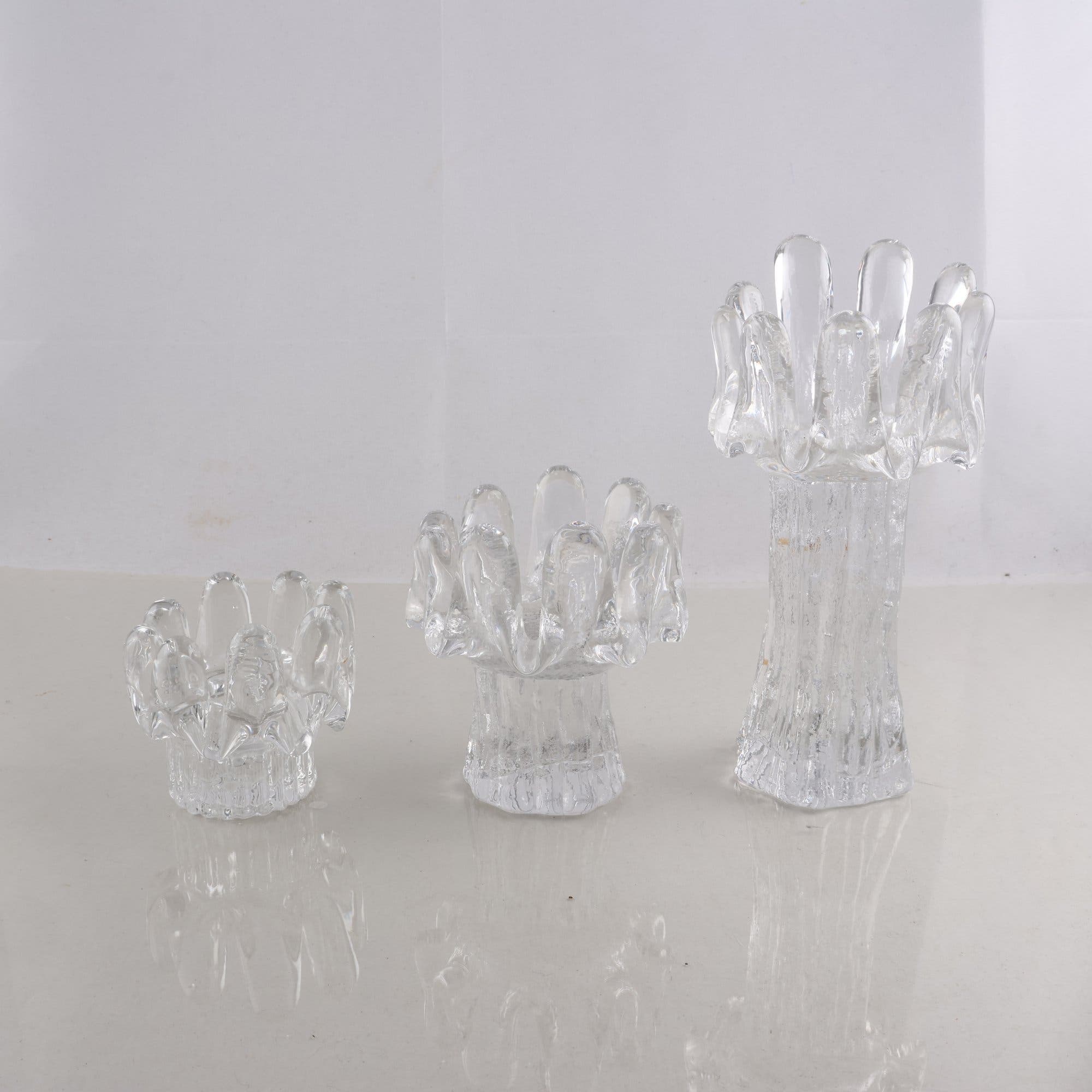 Ljusstakar, Kosta Boda, Göran Wärff, ”Sunflower”, Glas, 3 st. Samfraktas ej.