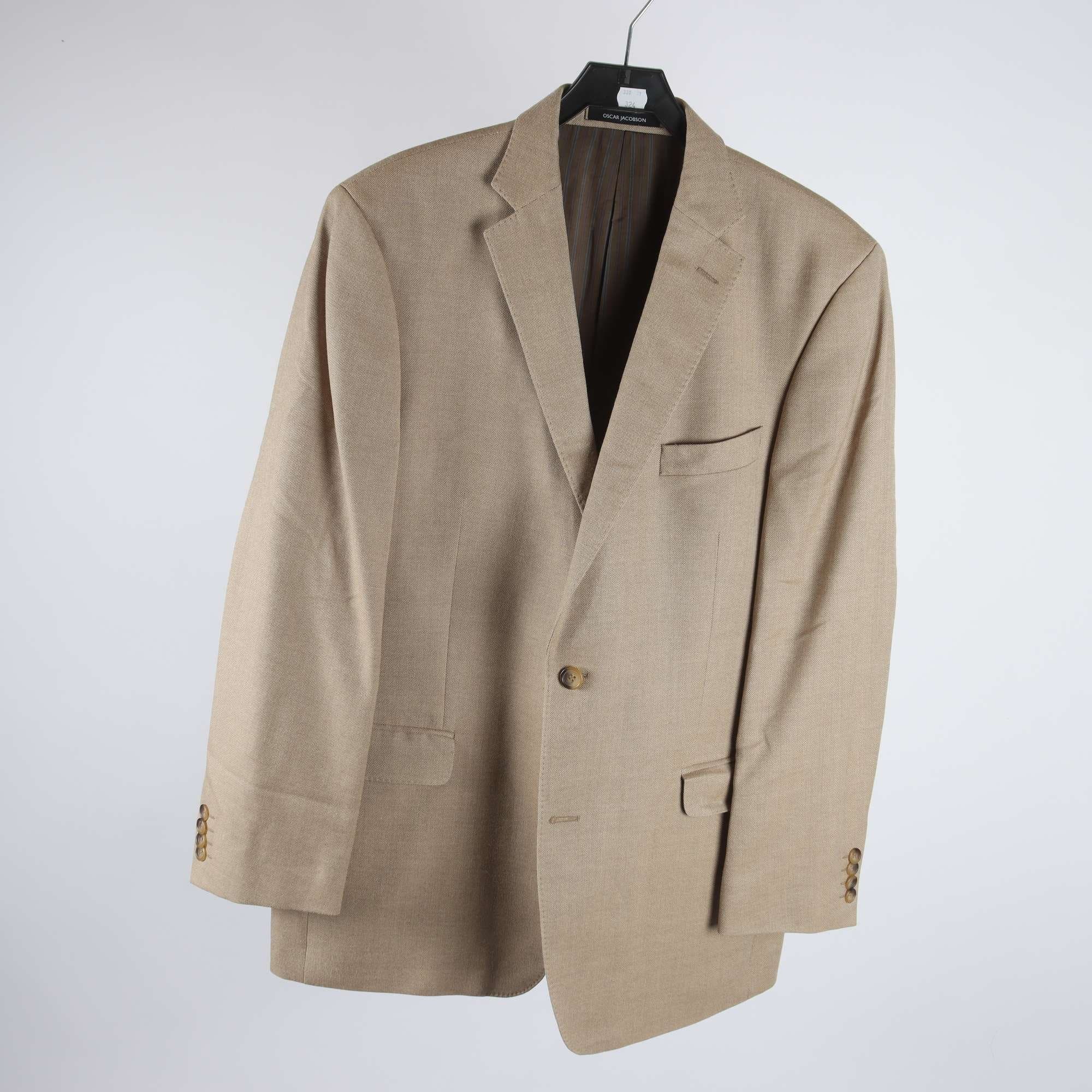 Kavaj, Oscar Jacobson, beige, 67% ull, 33% silke, stl. 52.