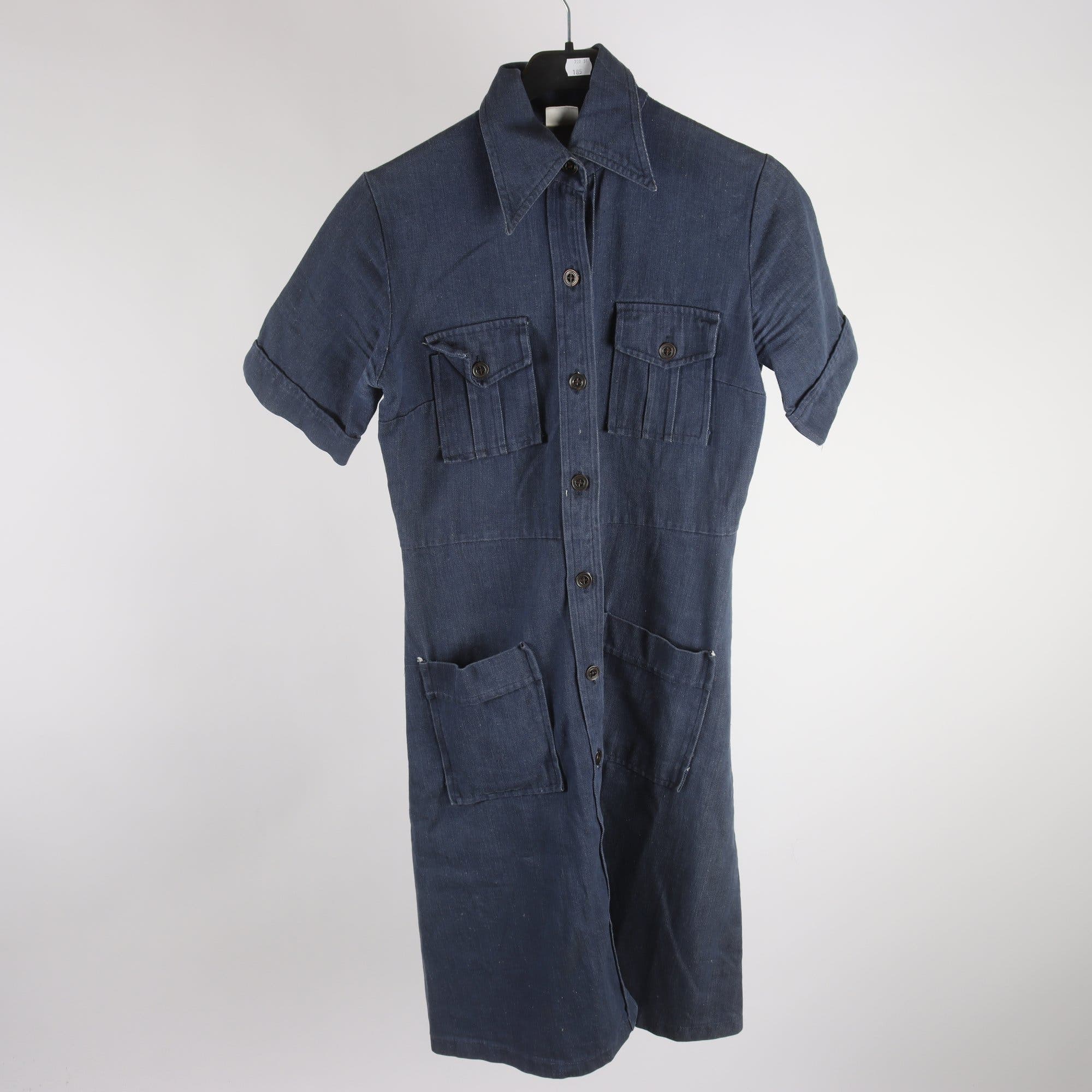 Klänning, vintage, Okänt, blå, denim, stl. 40