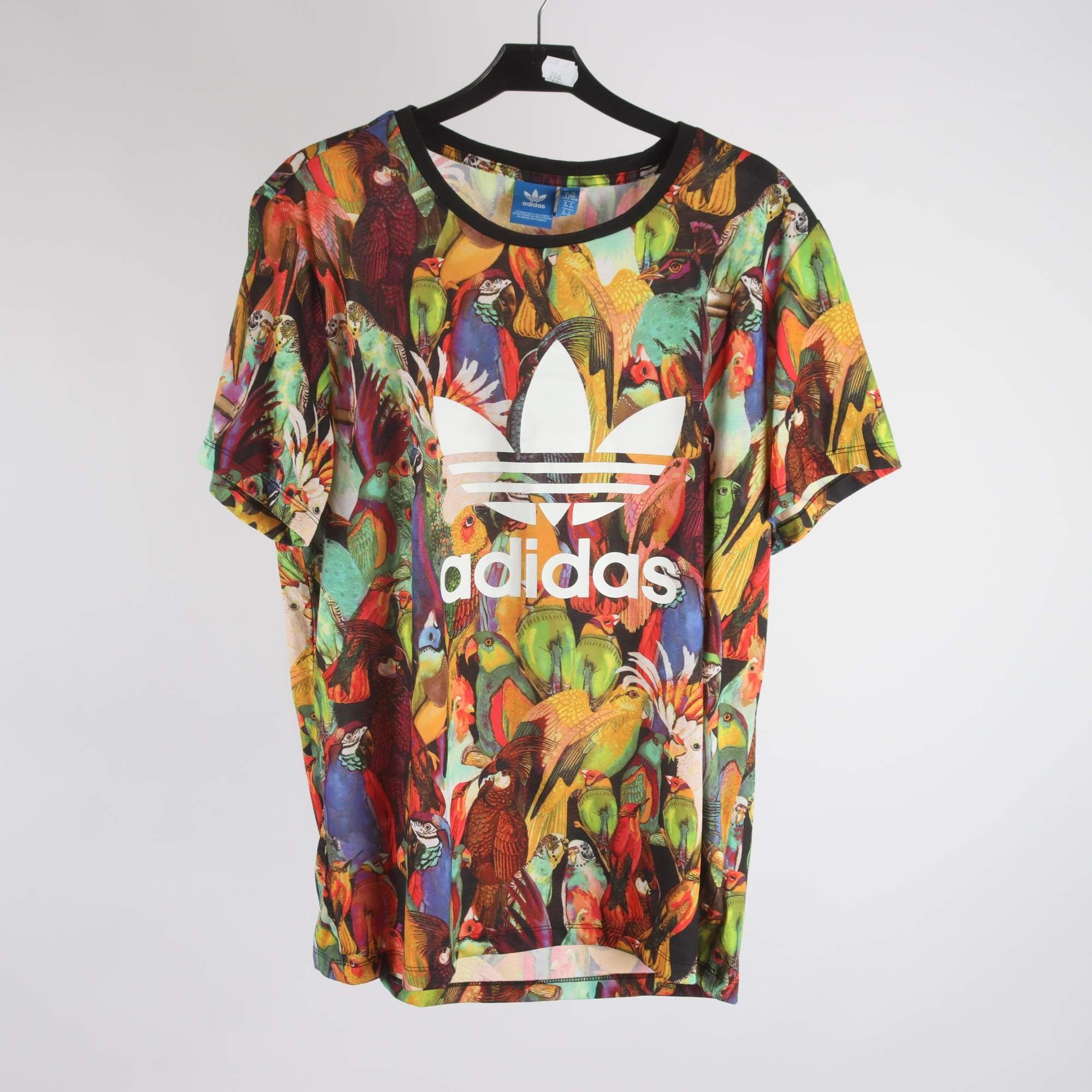 T-shirt, Adidas, mönstrad, grön, blå, stl. 40.
