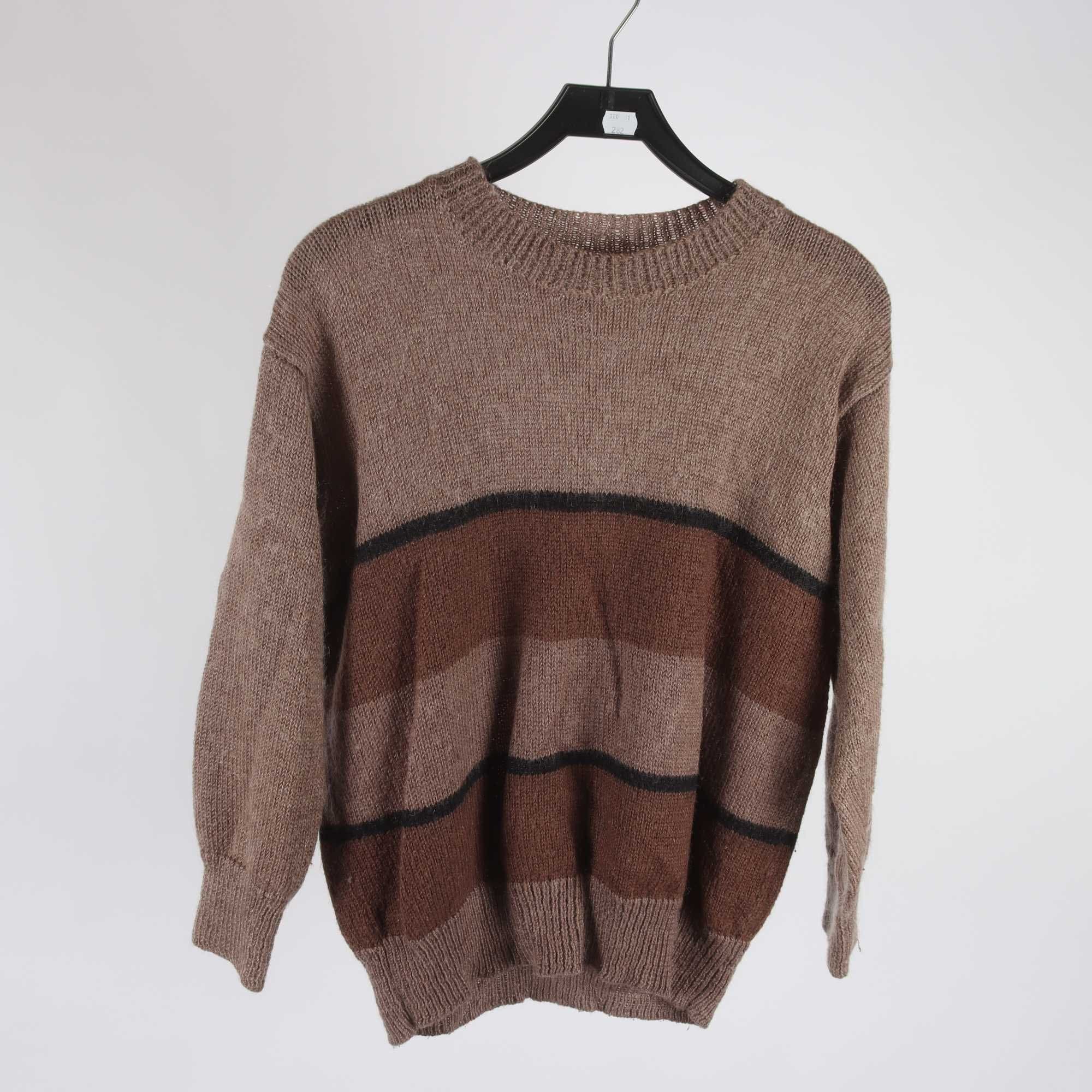 Tröja, Okänd, beige, brun, ull, stl. ca. S/M.