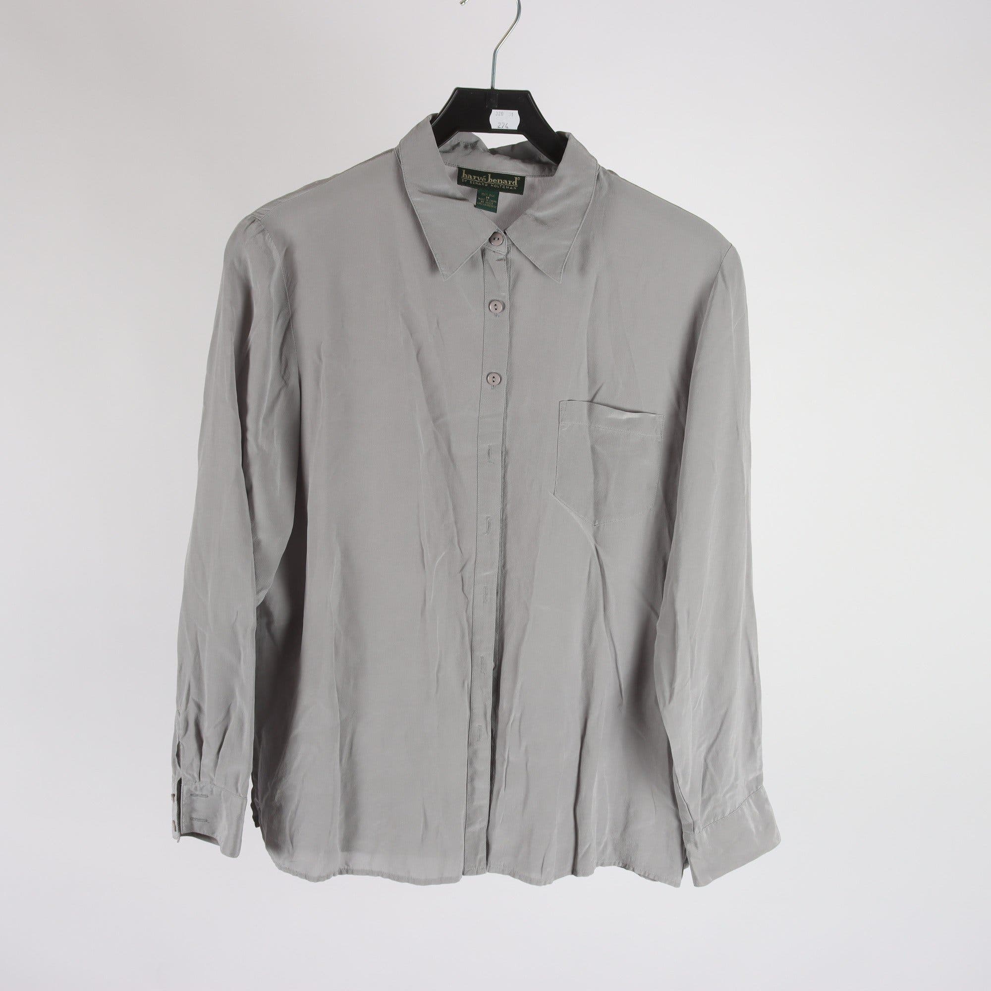 Blus, Harvé Benard, grå, 100% silke, stl. M.