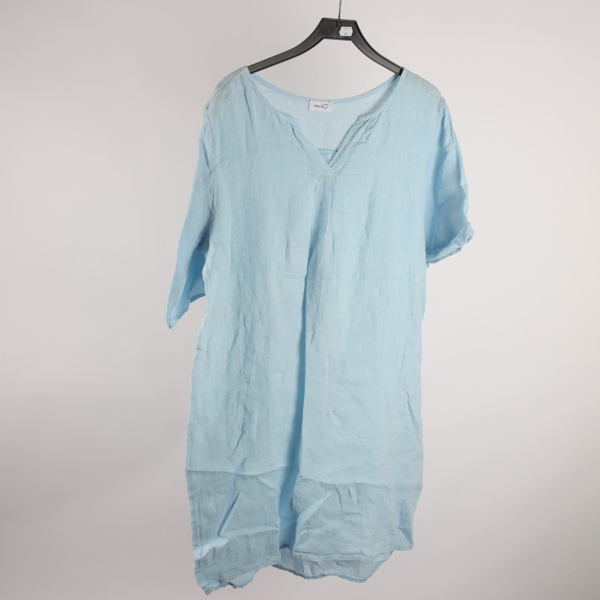 Klänning, Mix by Heart, blå, 100% linne, stl. ca M/L
