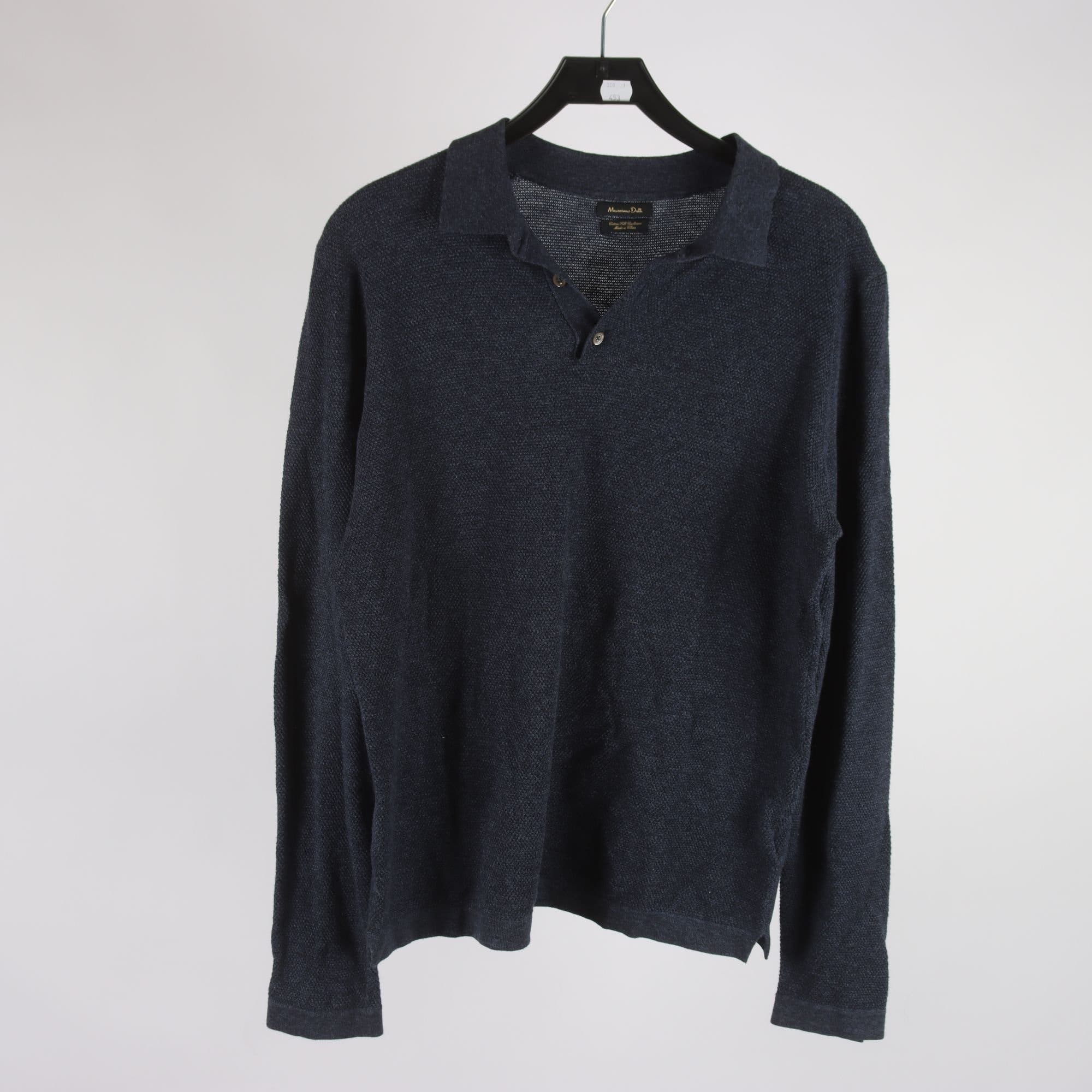 Tröja, Massimo Dutti, blå, bomull, silke, cashmere, stl. L.