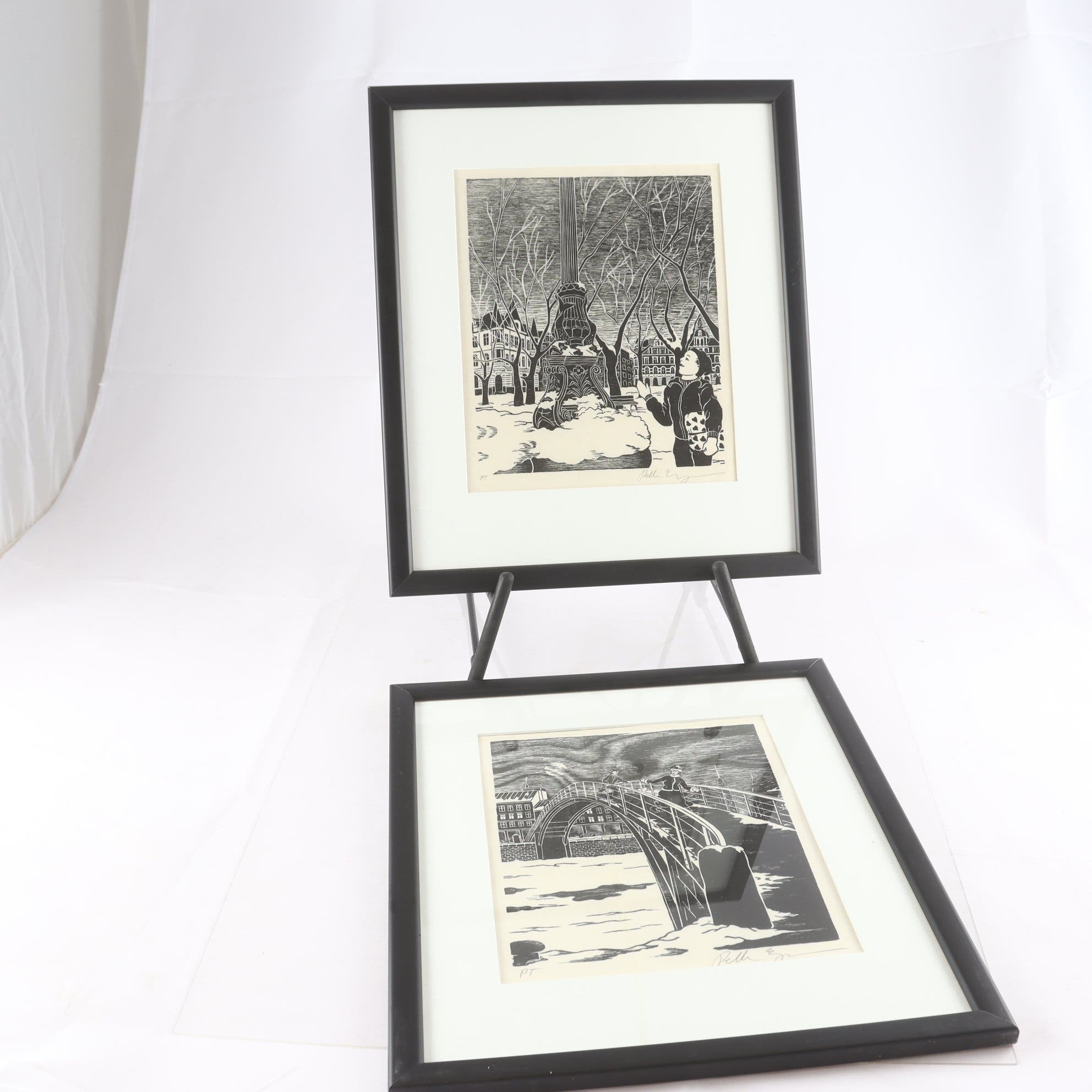 Träsnitt, provtryck, Pelle Engman, signerade, 2 st. Endast avhämtning.