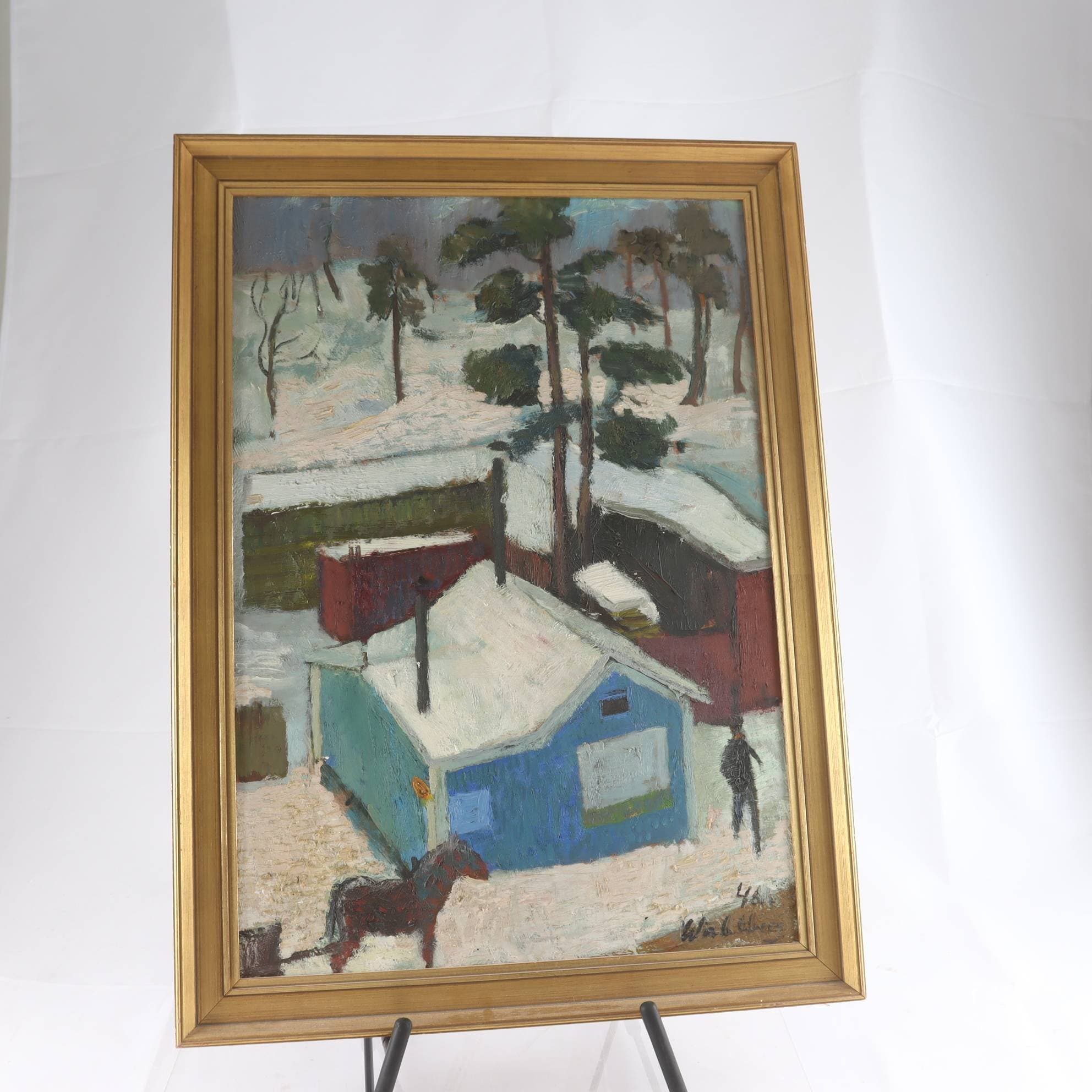 Olja på pannå, Bertil Wahlberg, (1923-1980), signerad, 1946. Endast avhämtning.