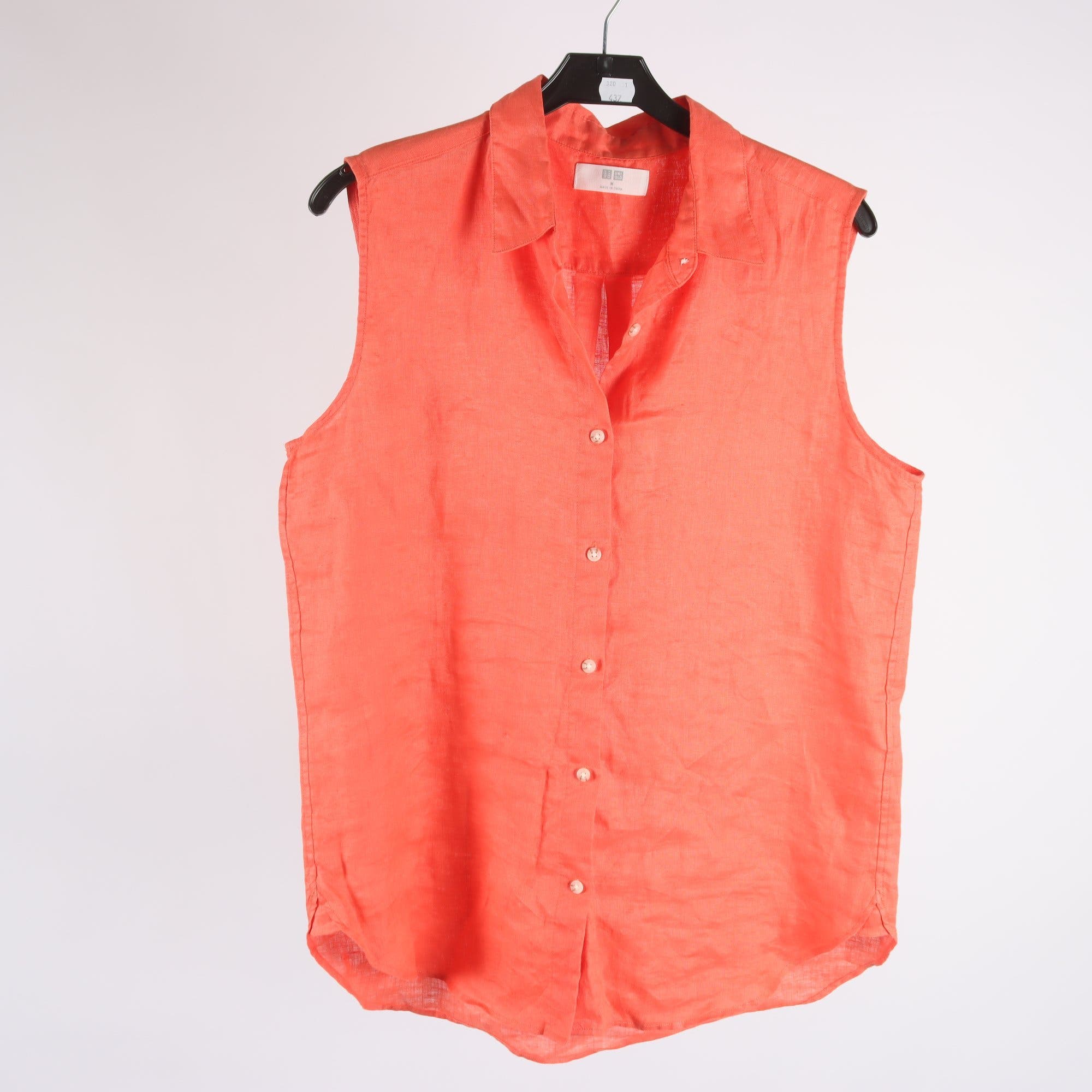 Linne, Uniqlo, orange, 100% lin, stl. M.