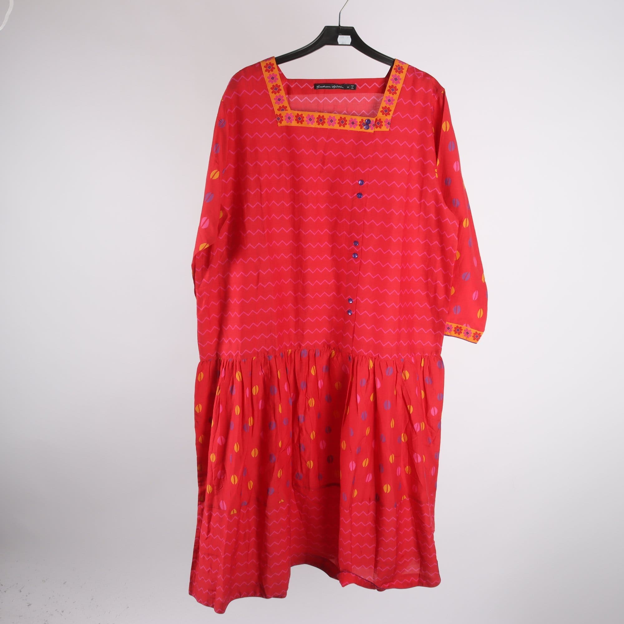 Klänning, Gudrun Sjödén, röd, rosa, stl. M.