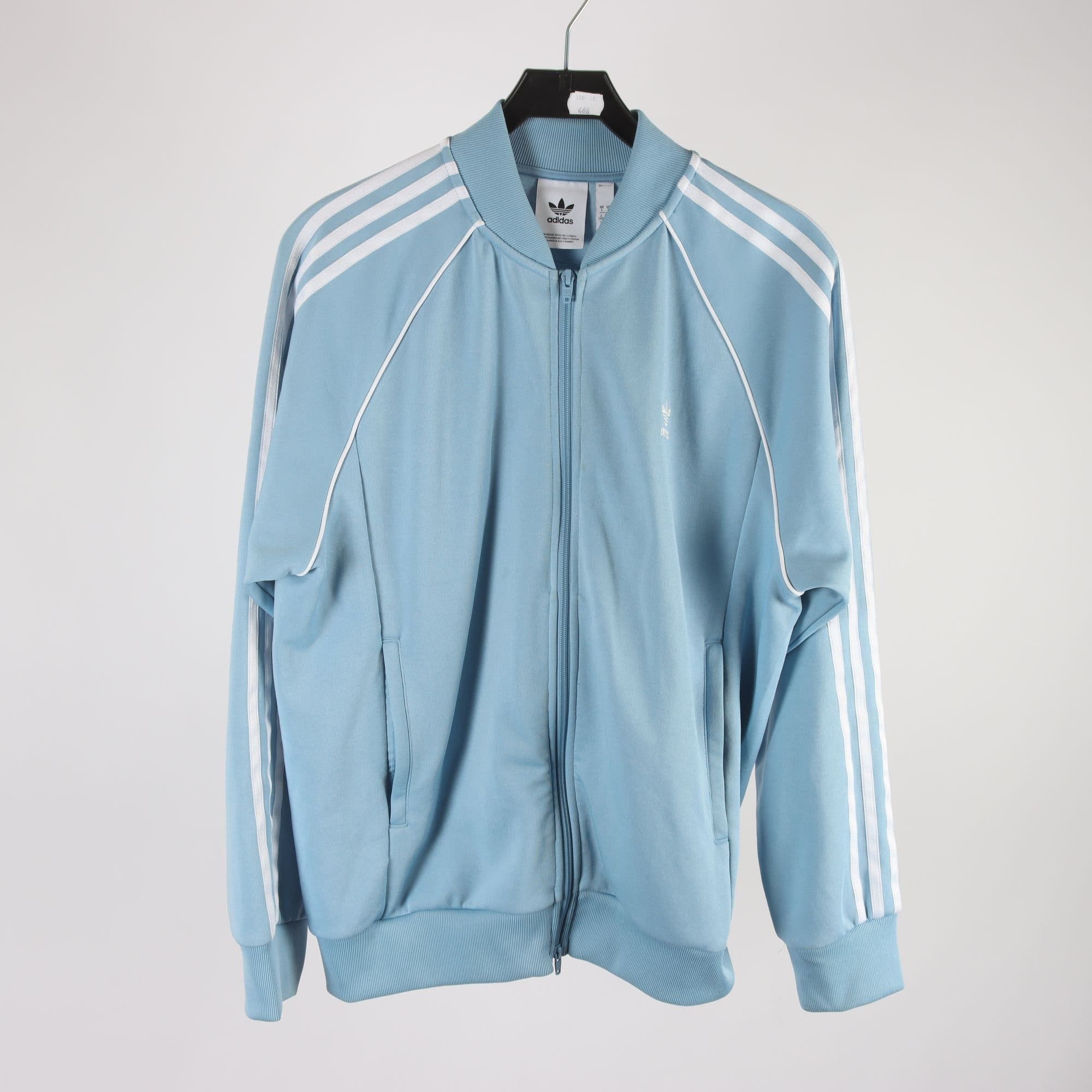 Träningsjacka, Adidas, ljusblå, vit, stl. L.