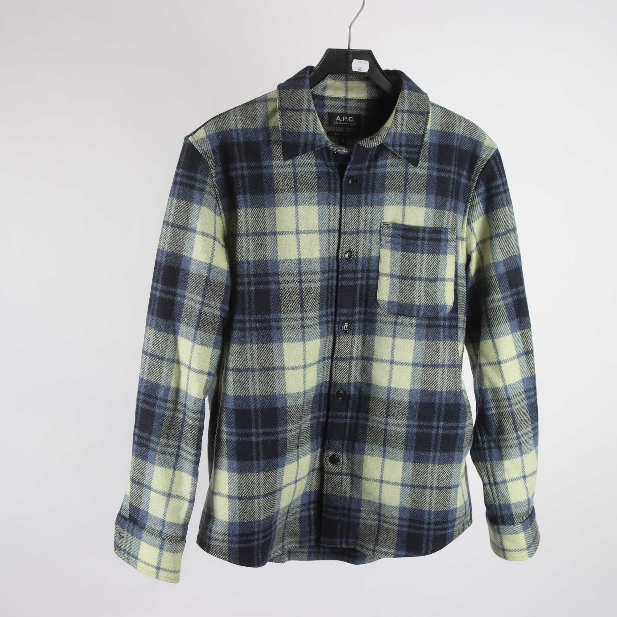 Skjorta, A.P.C, flerfärgad, rutig, ullblandning, stl. M