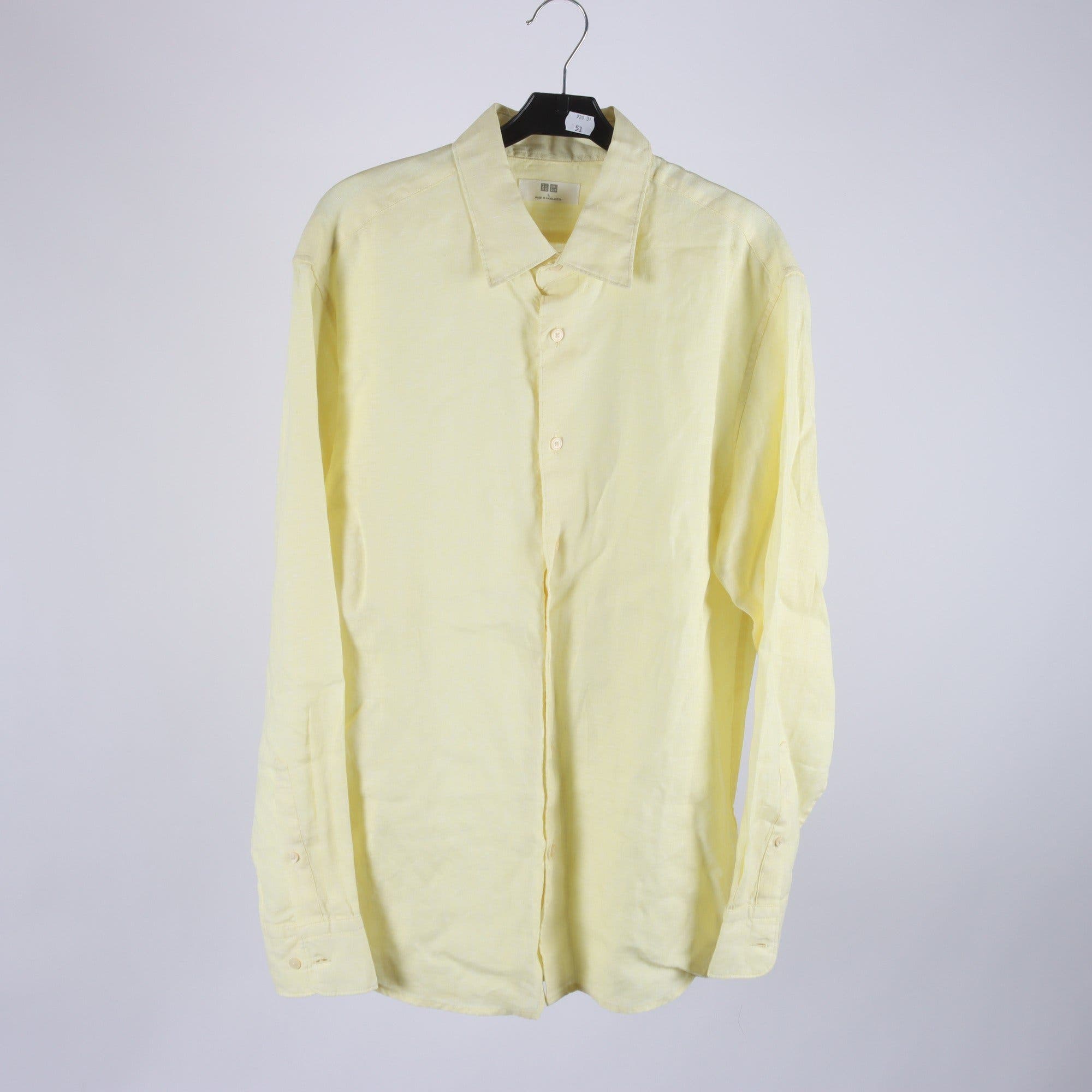 Skjorta, Uniqlo, gul, 100% linne, stl. L