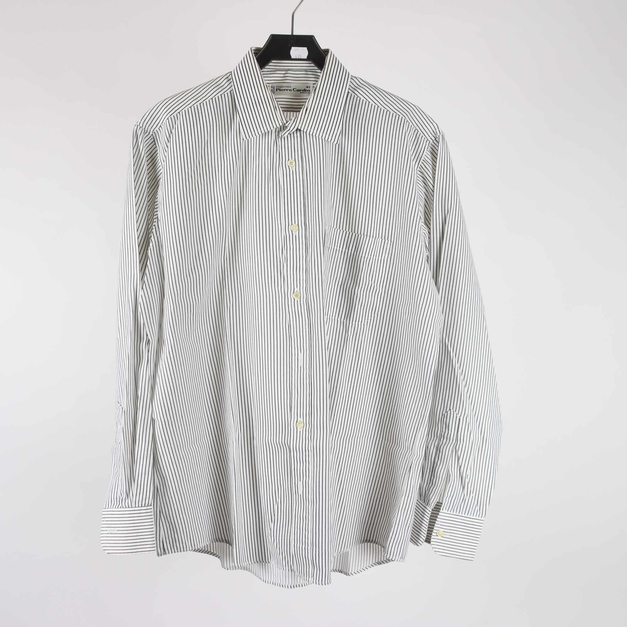 Skjorta, Pierre Cardin, randig, vit, svart, stl. 41.