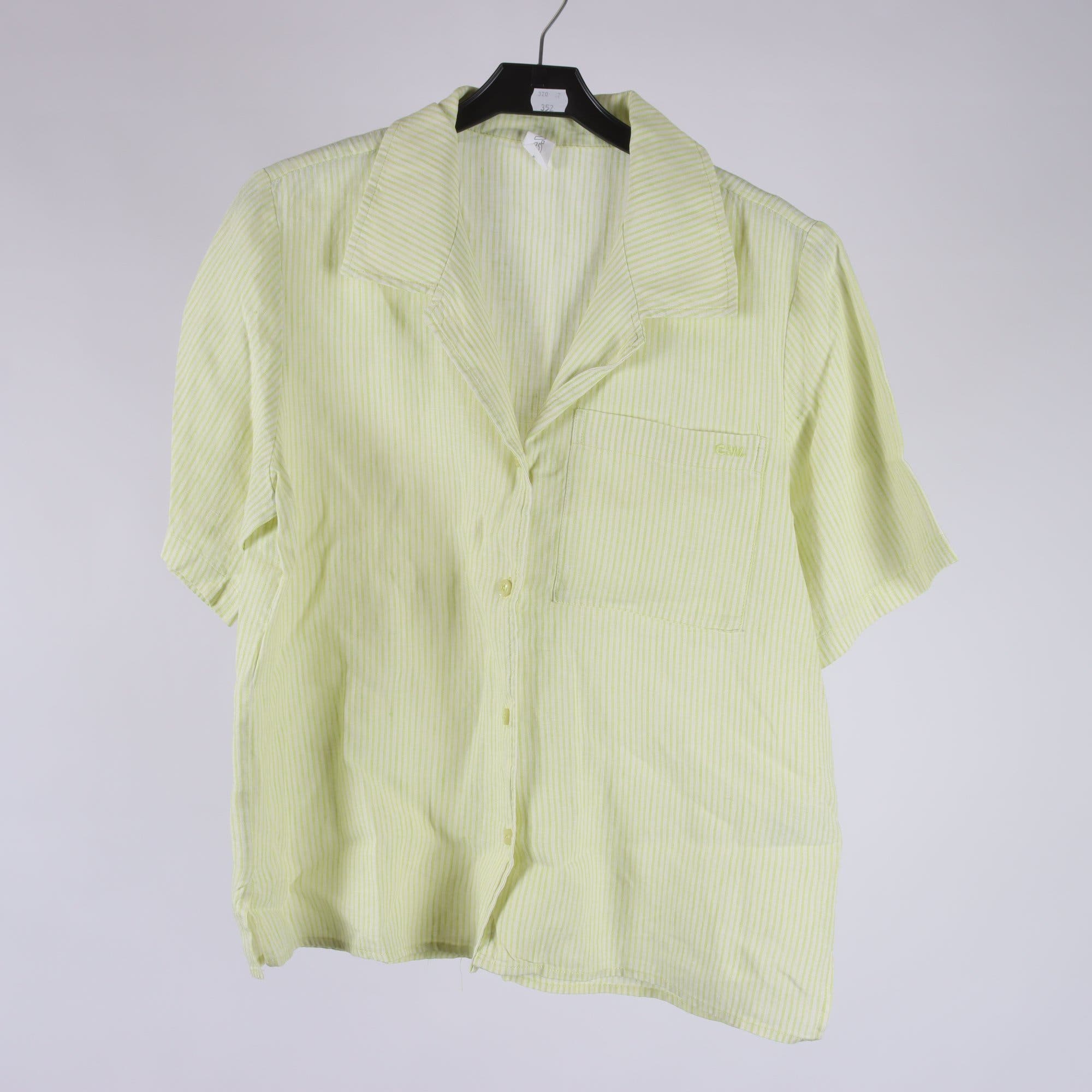 Blus, Carin Wester, vit, grön, 100% lin, stl. 32.