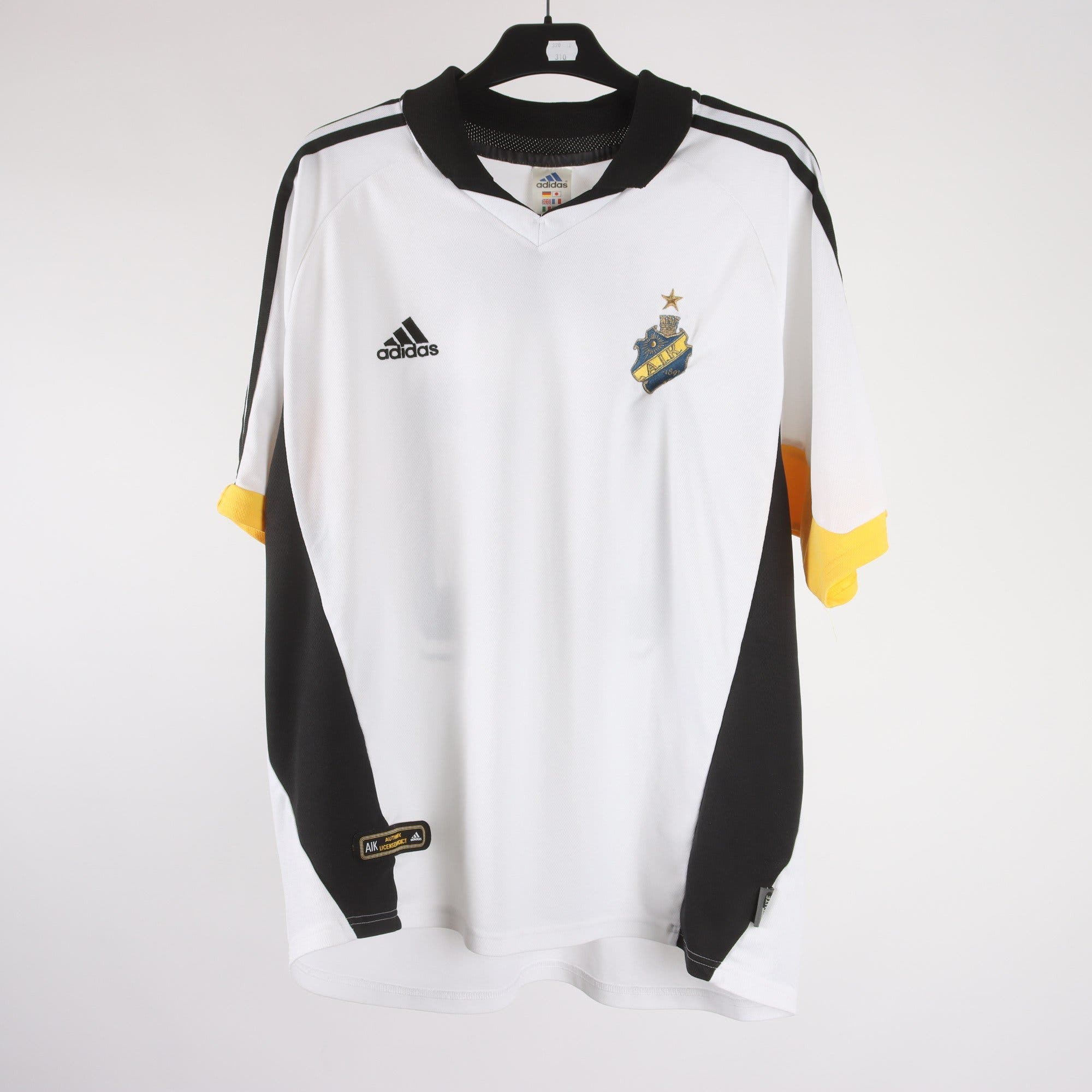 Fotbollströja, Adidas, AIK, vit, svart, stl. ca. M/L.