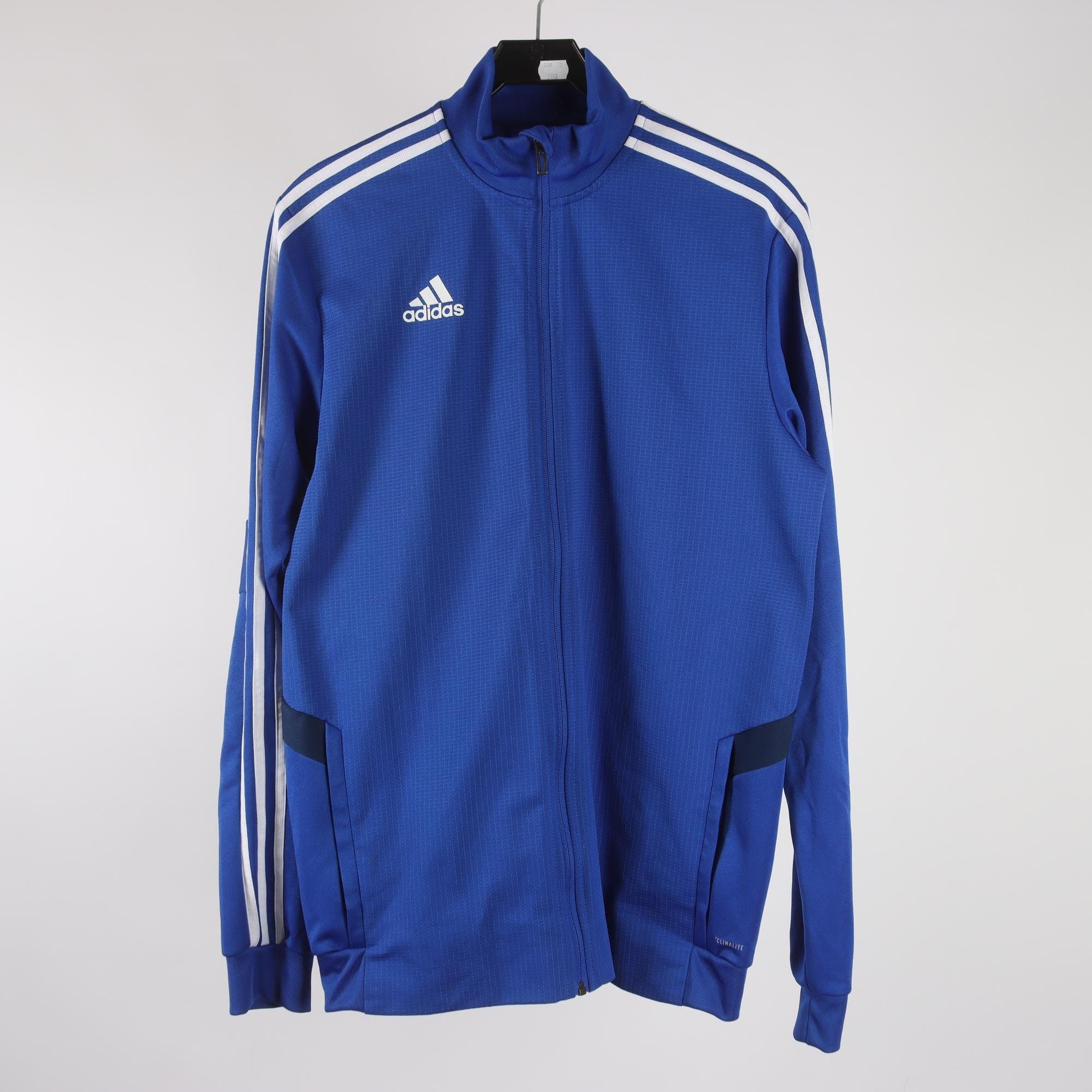 Träningsjacka, Adidas, vit, blå, stl. ca. L/XL.
