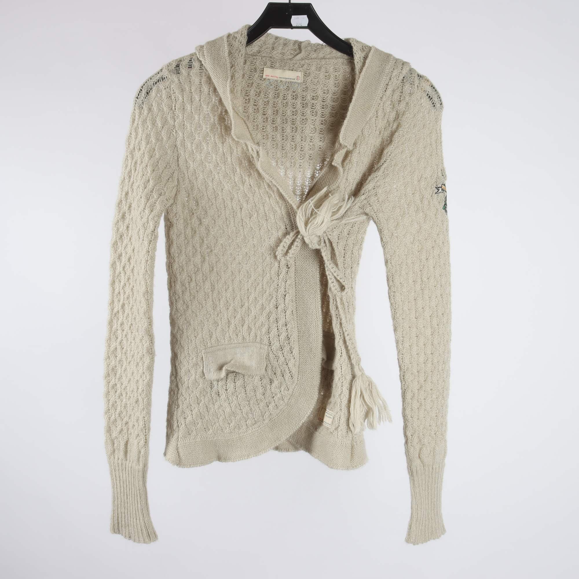 Kofta, Odd Molly, beige/grå, 50% mohair, stl. S.
