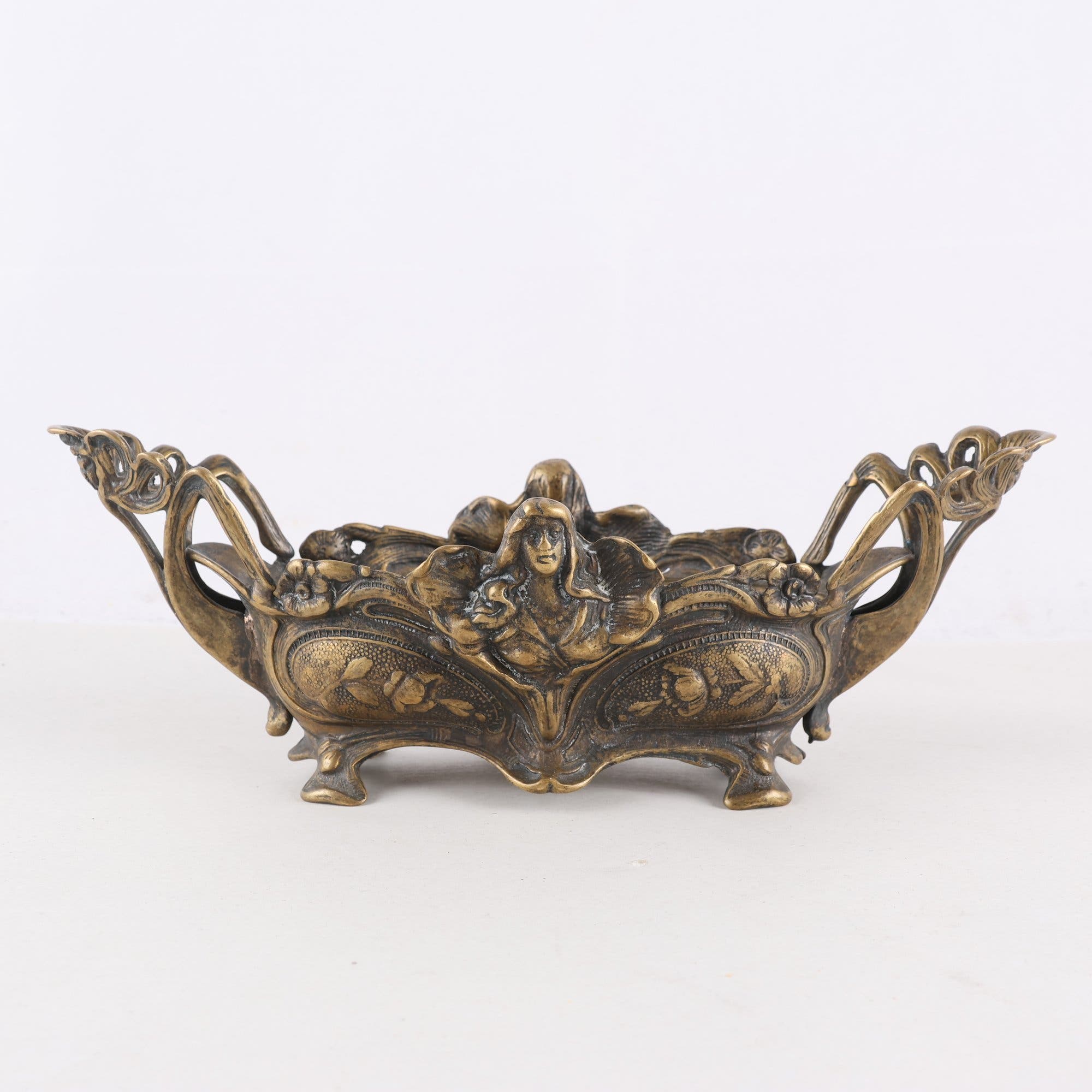 Jardiniere, patinerad mässing, Art Nouveau, (1890-1910)
