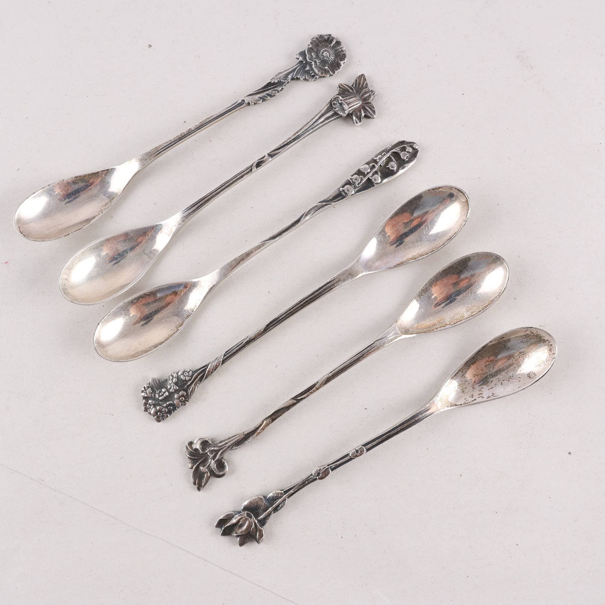 Kaffeskedar, silver, Belgien, 6 st