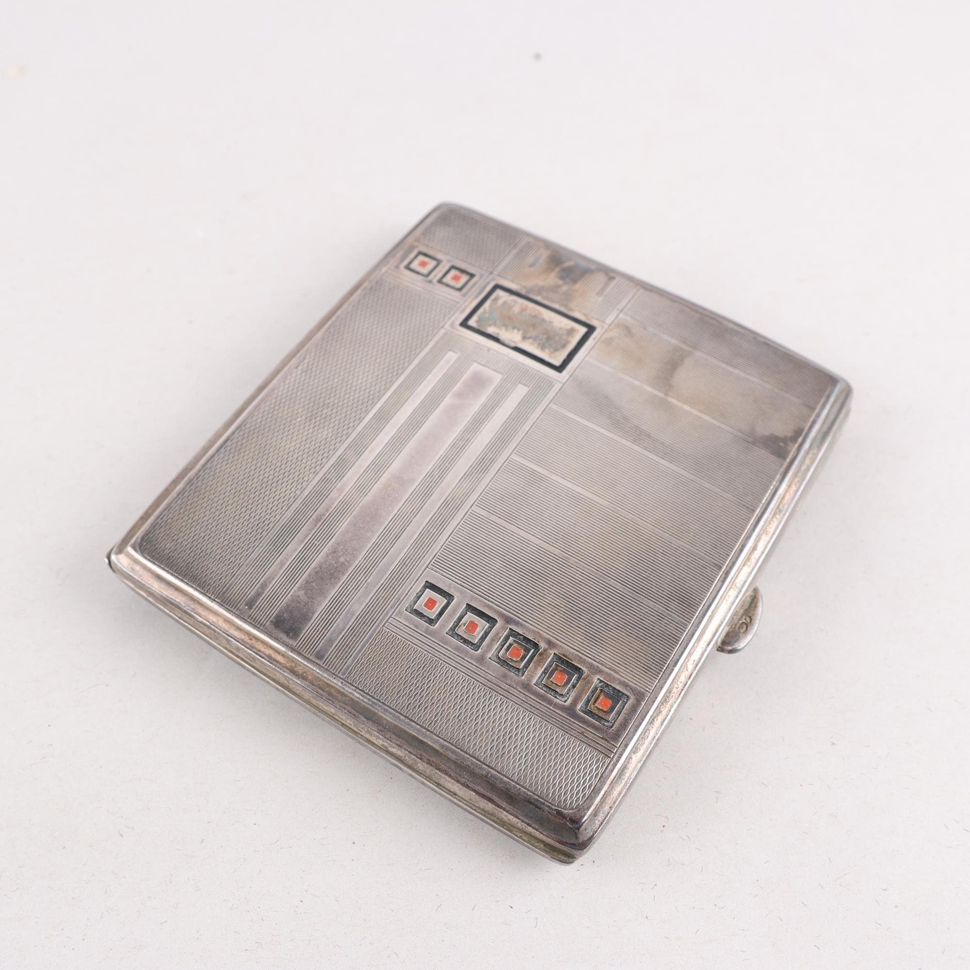 Cigarettetui, silver, kattfot