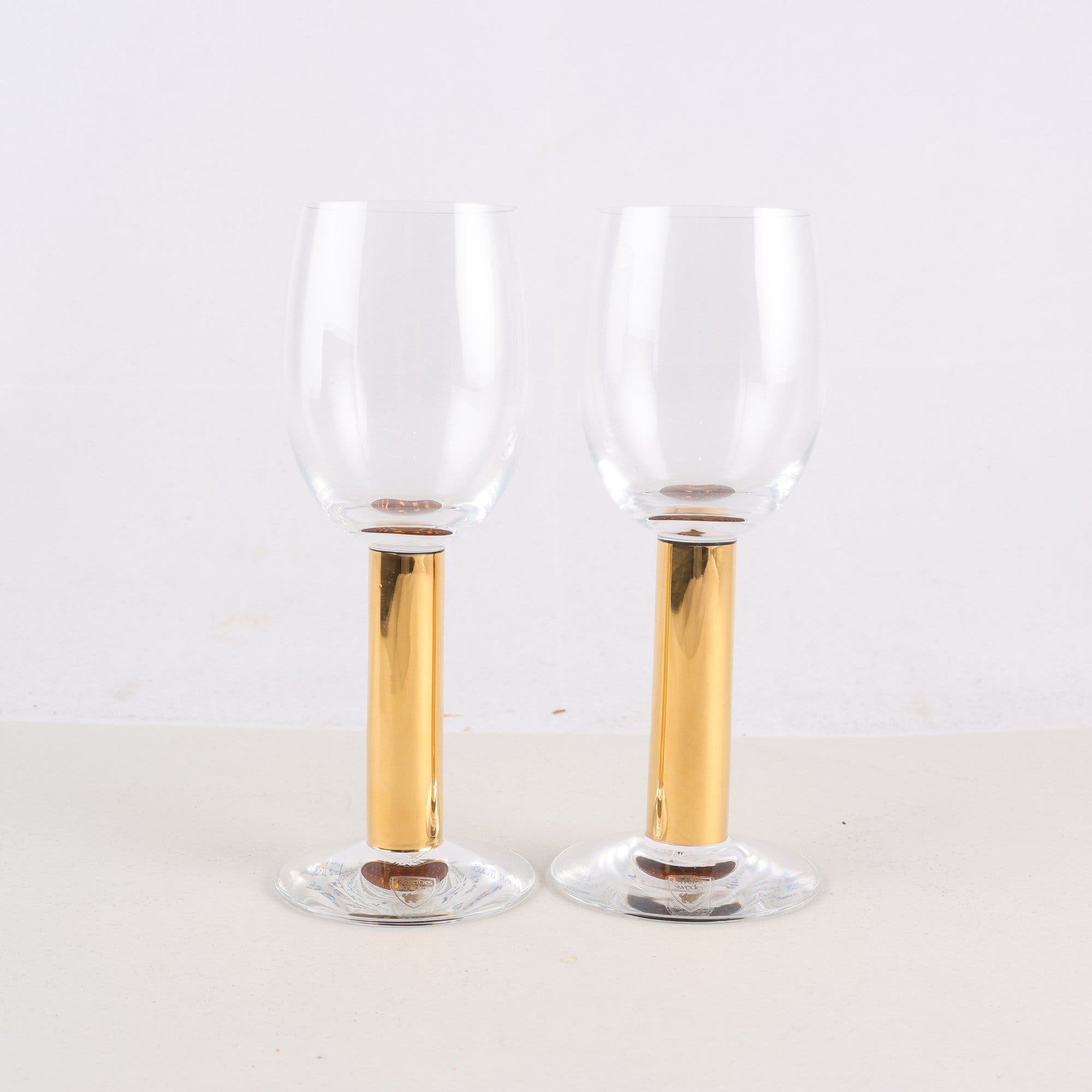 Rödvinsglas, Nobel, Gunnar Cyrén, Orrefors, 2 st