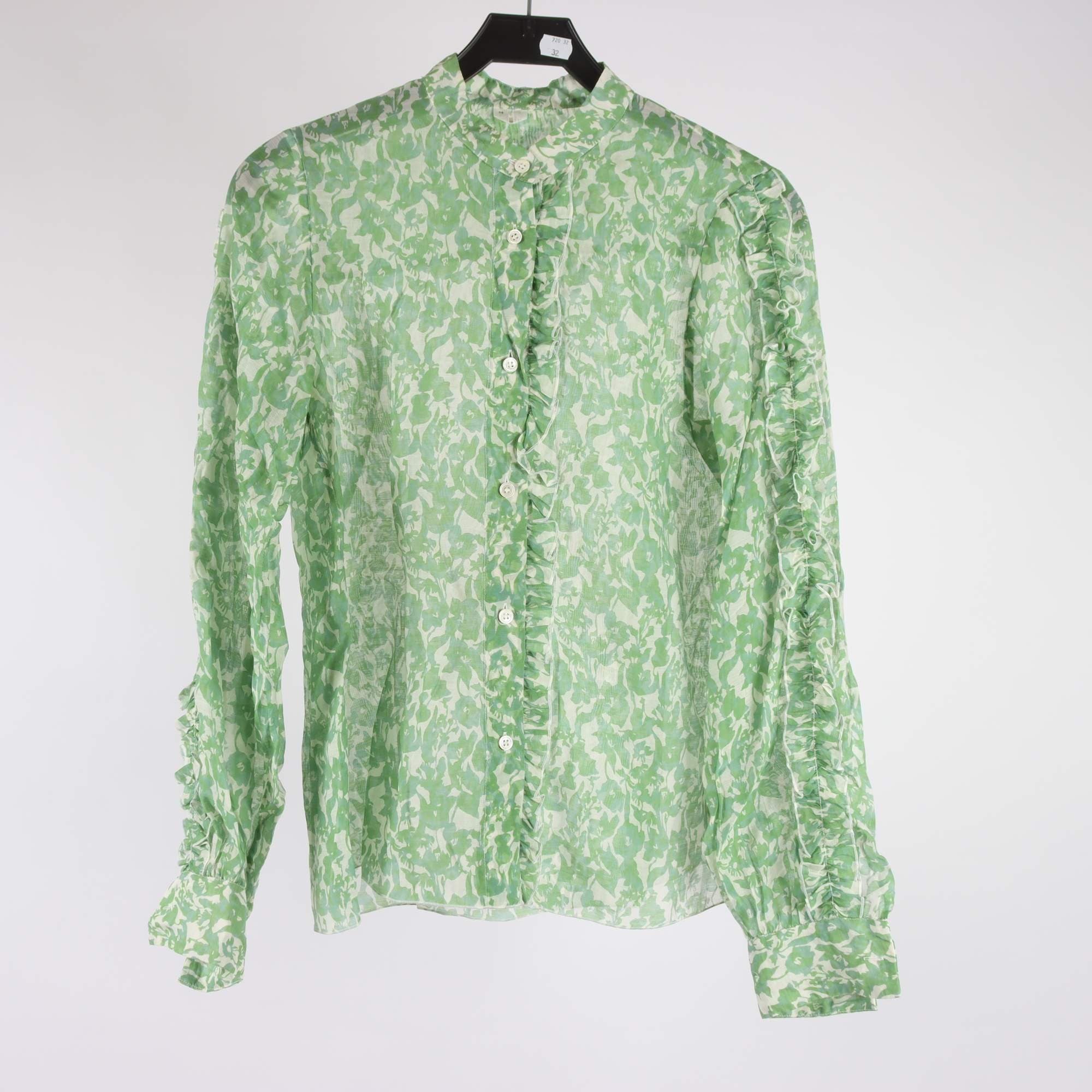 Blus, Arket, grön, vit, stl. 36