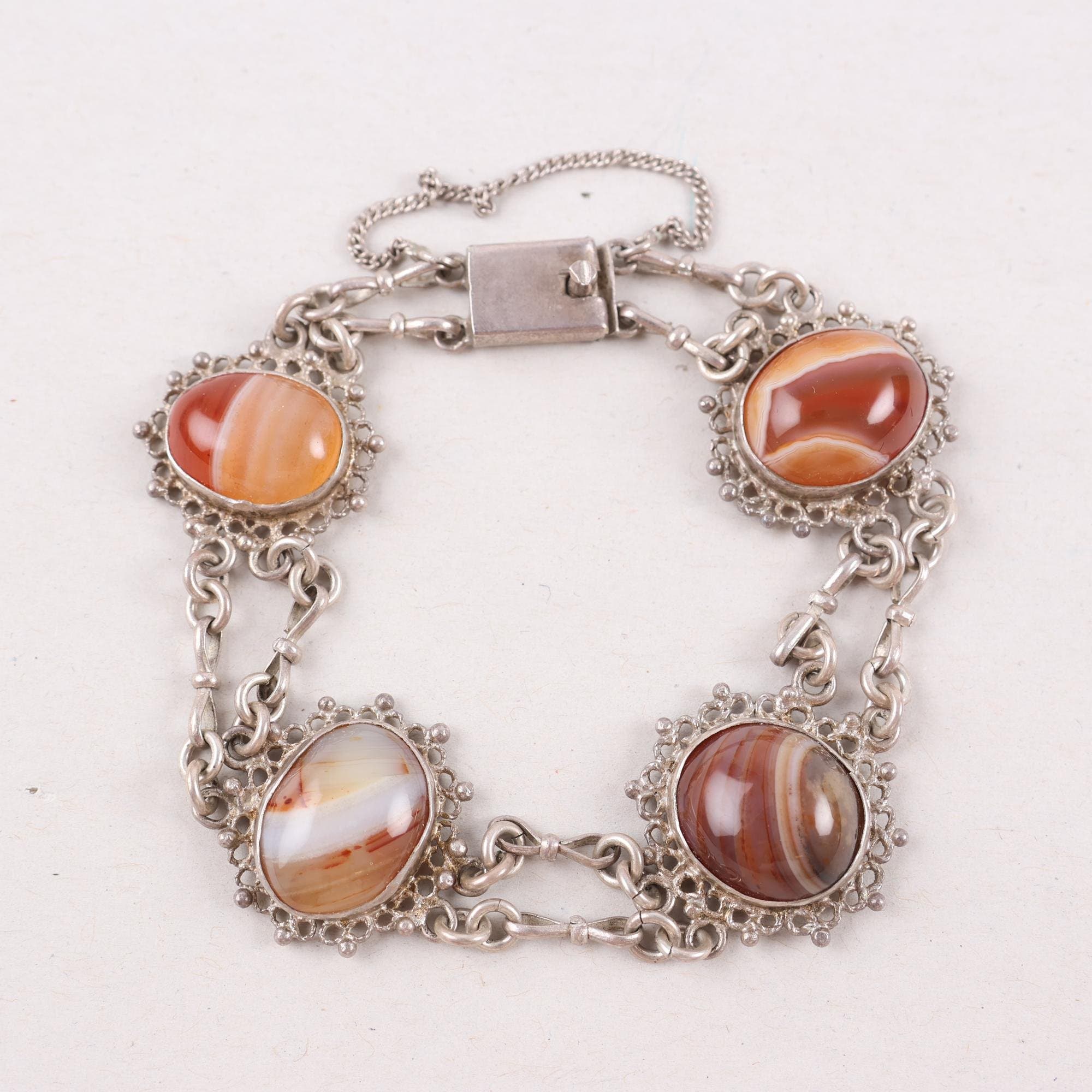 Armband, silver, agat