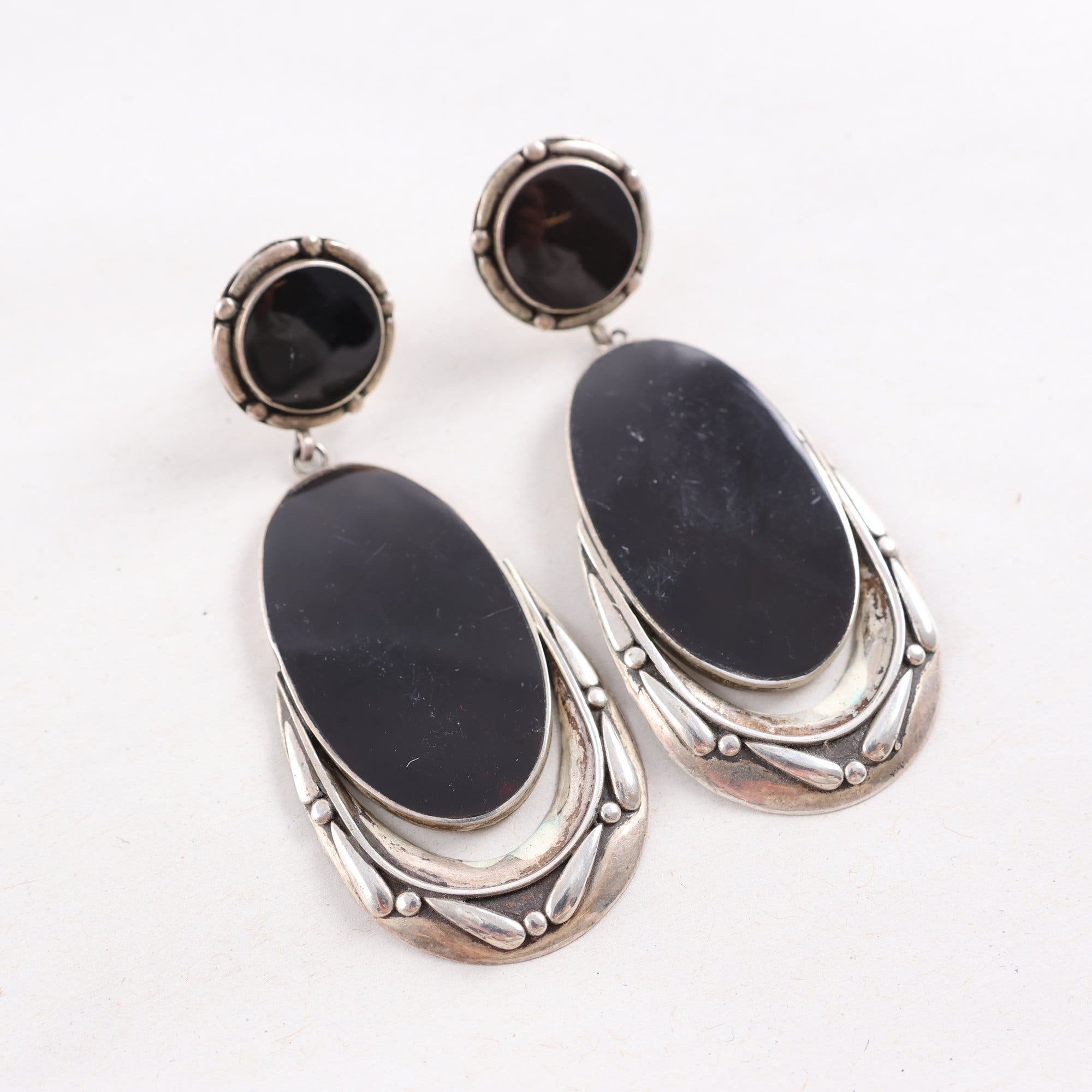 Örhängen, silver, onyx, brv: 18.2g