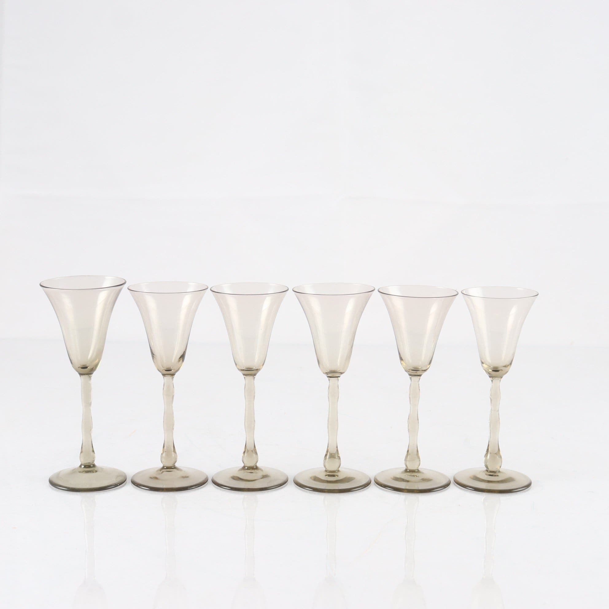 Snapsglas, Stork, Simon Gate, Orrefors, 1920-tal, 6 st. Samfraktas ej.