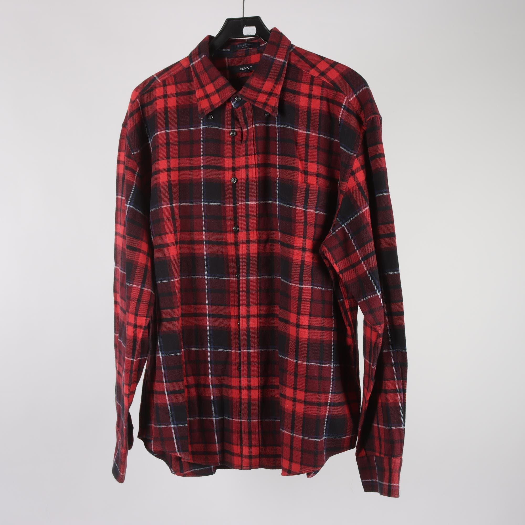 Skjorta, Gant, rutig, röd, flanell, stl. 2XL.
