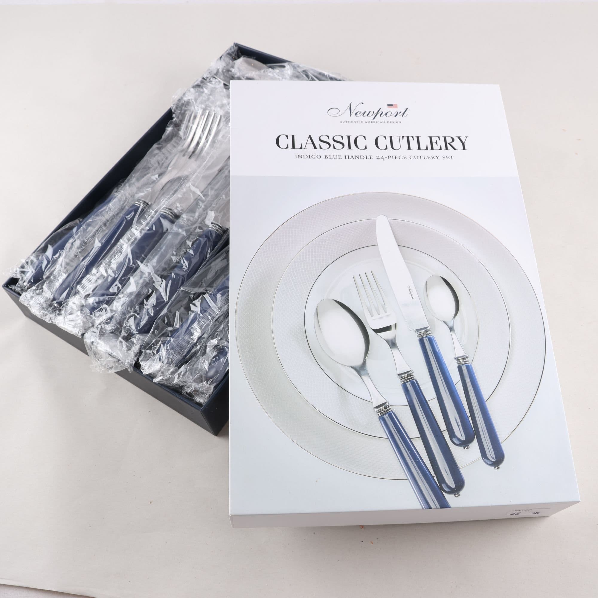 Bestick, Newport, Classic Cutlery, Indigo Blue, 24 delar