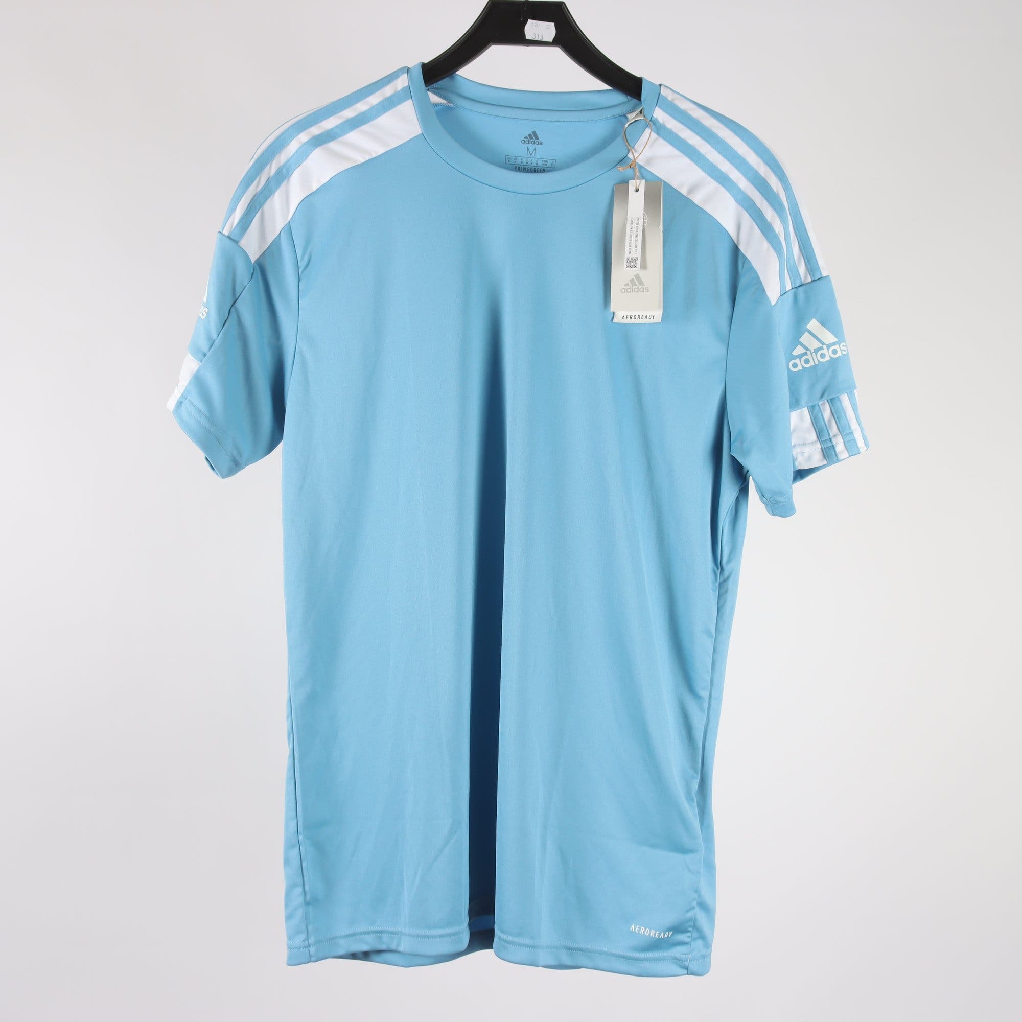 Sporttröja, Adidas, vit, ljusblå, stl. M.