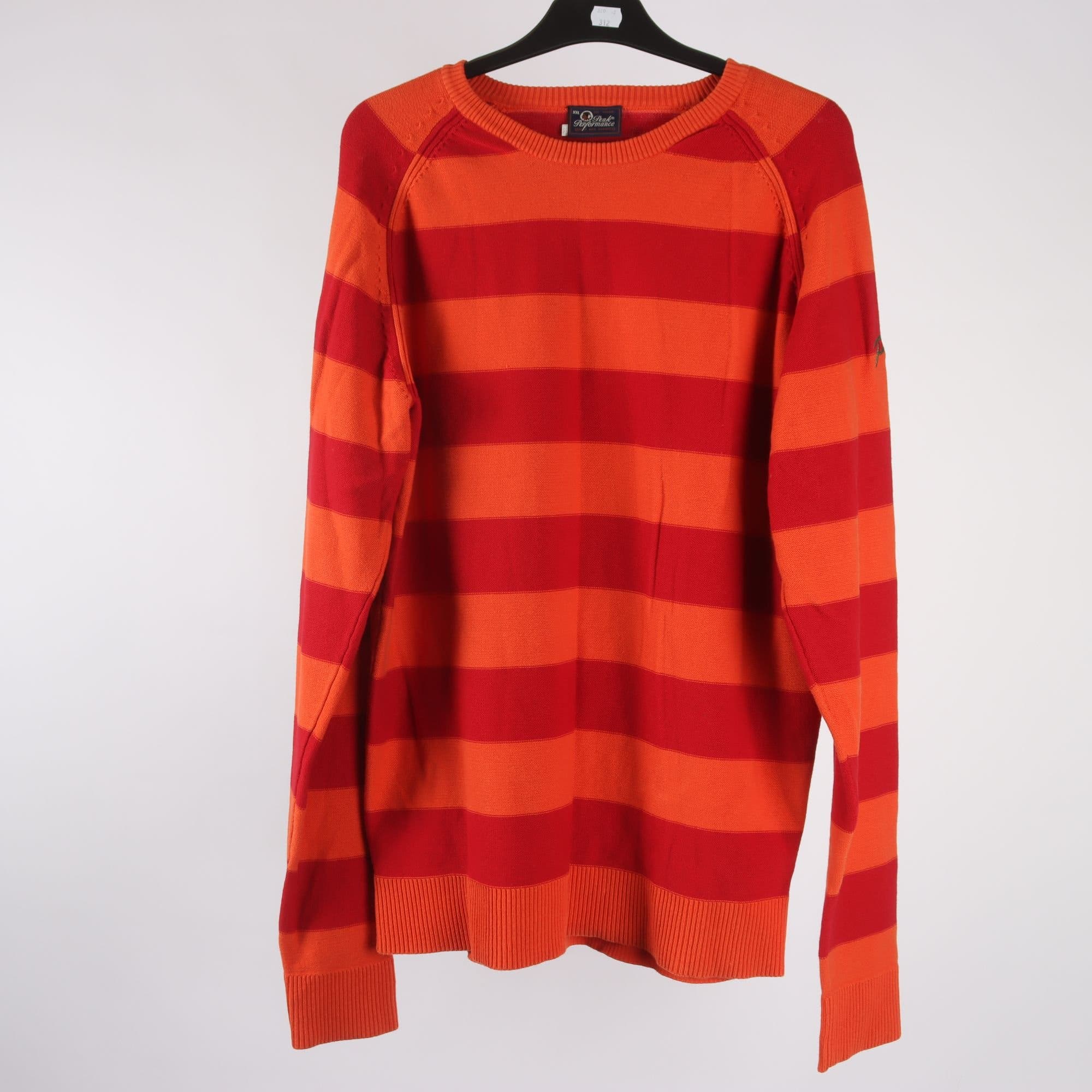 Tröja, Peak Performance, randig, röd, orange, stl. XXL.