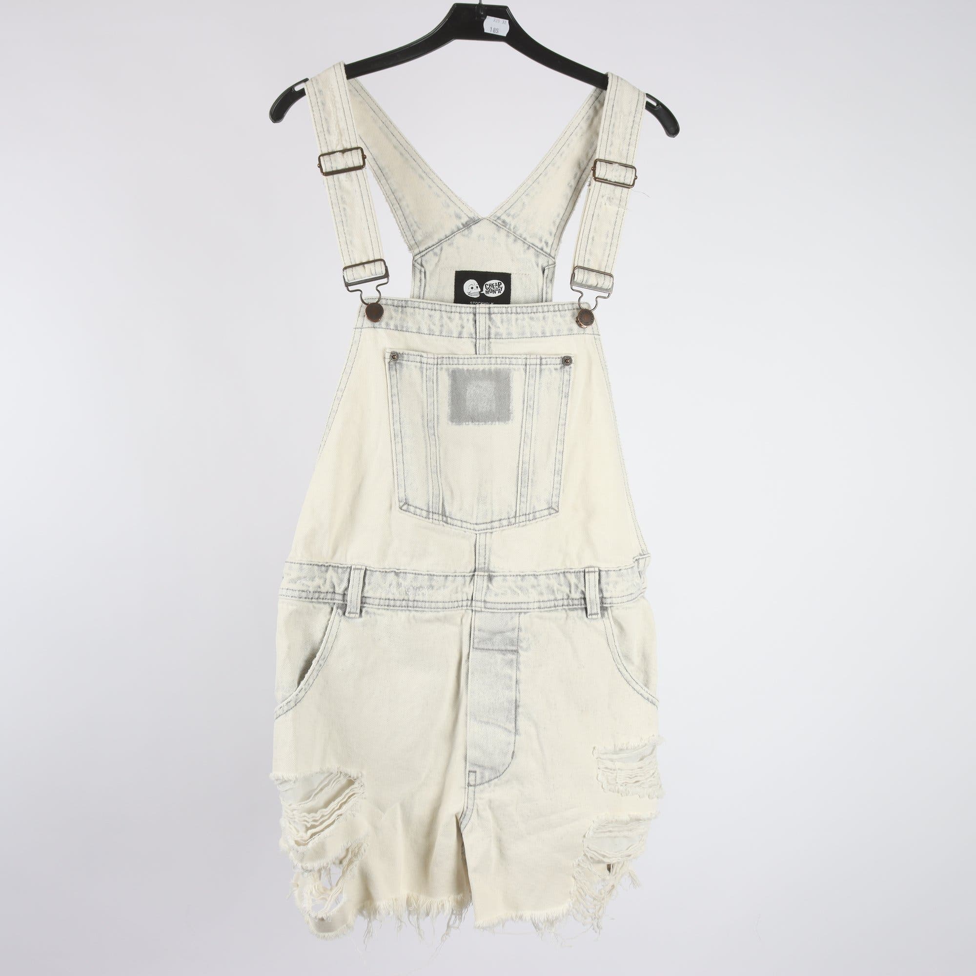 Hängselshorts, Cheap monday, offwhite grå, stl. M