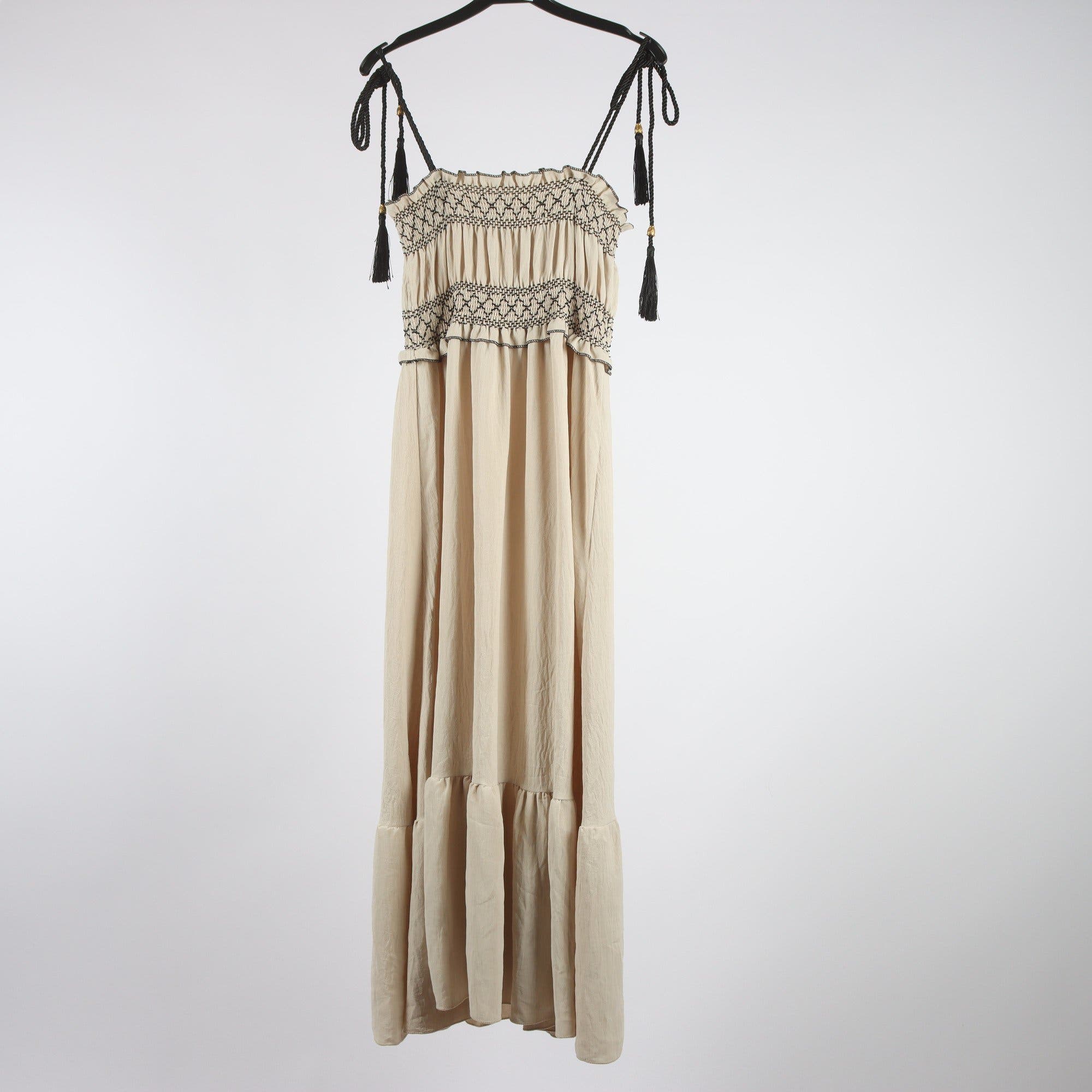 Klänning, Made in Italy, beige, svart, stl. ca. XS/S