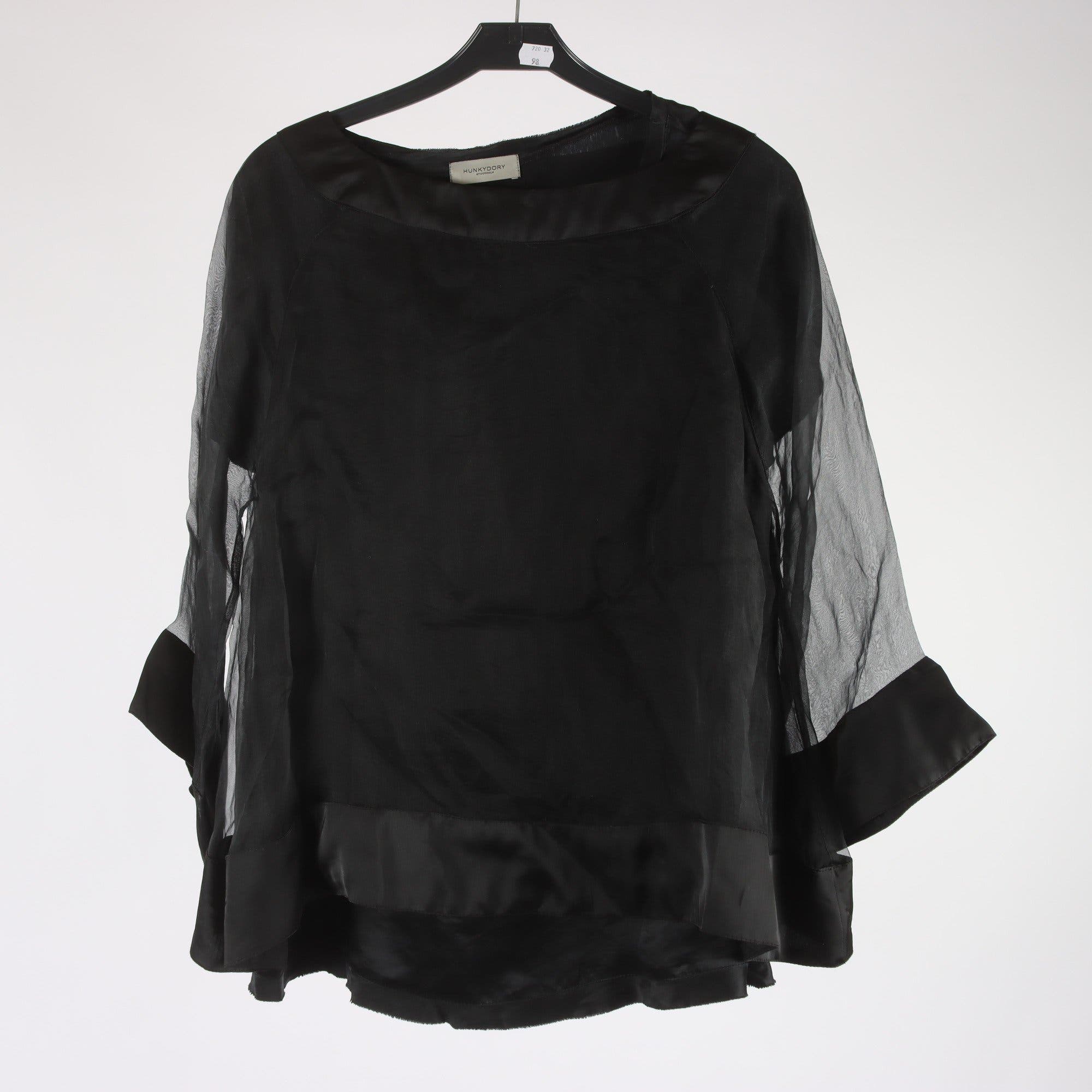 Blus, Hunkydory, svart, 100% silke, stl. M