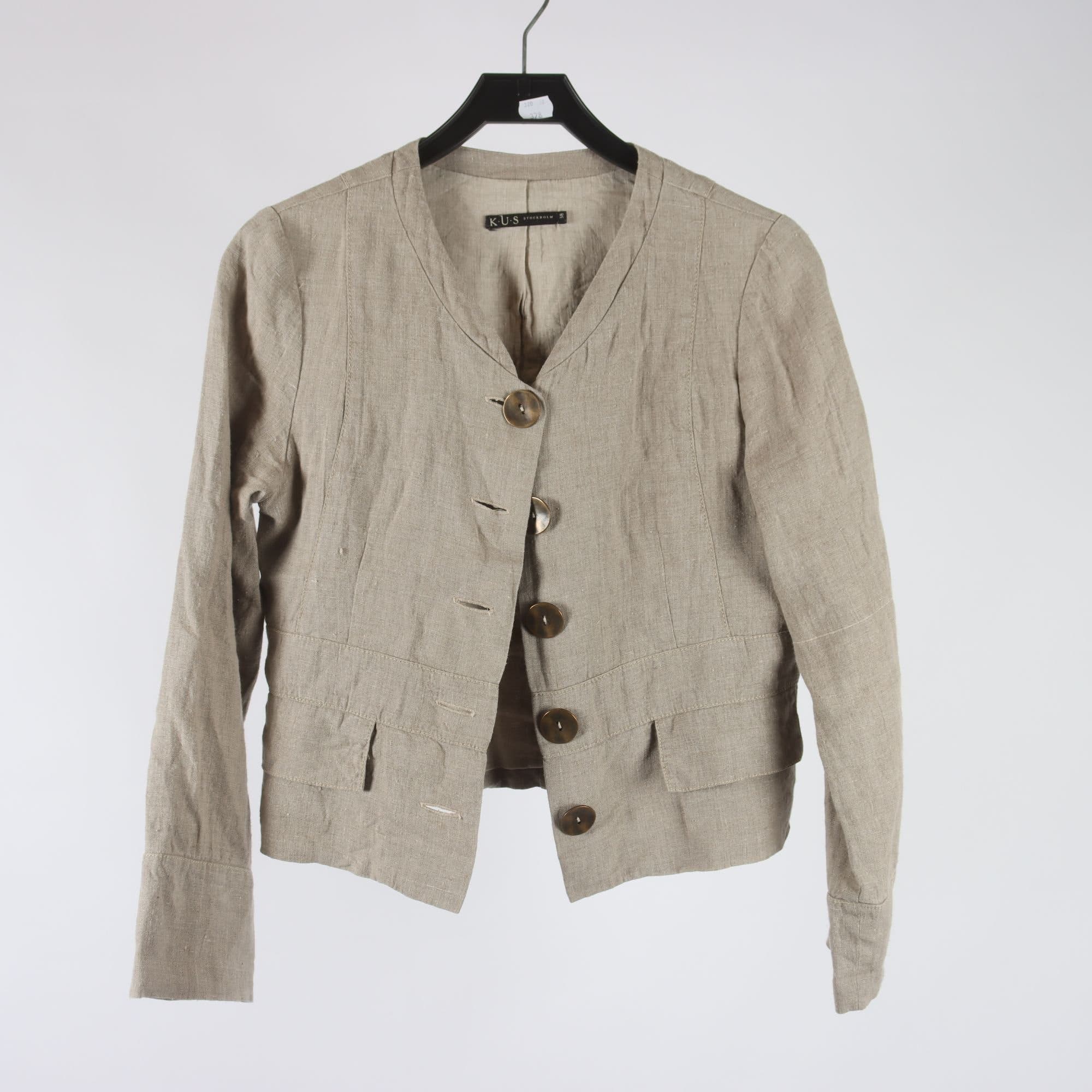 Jacka, K.U.S, beige, 100% lin, stl. 38.