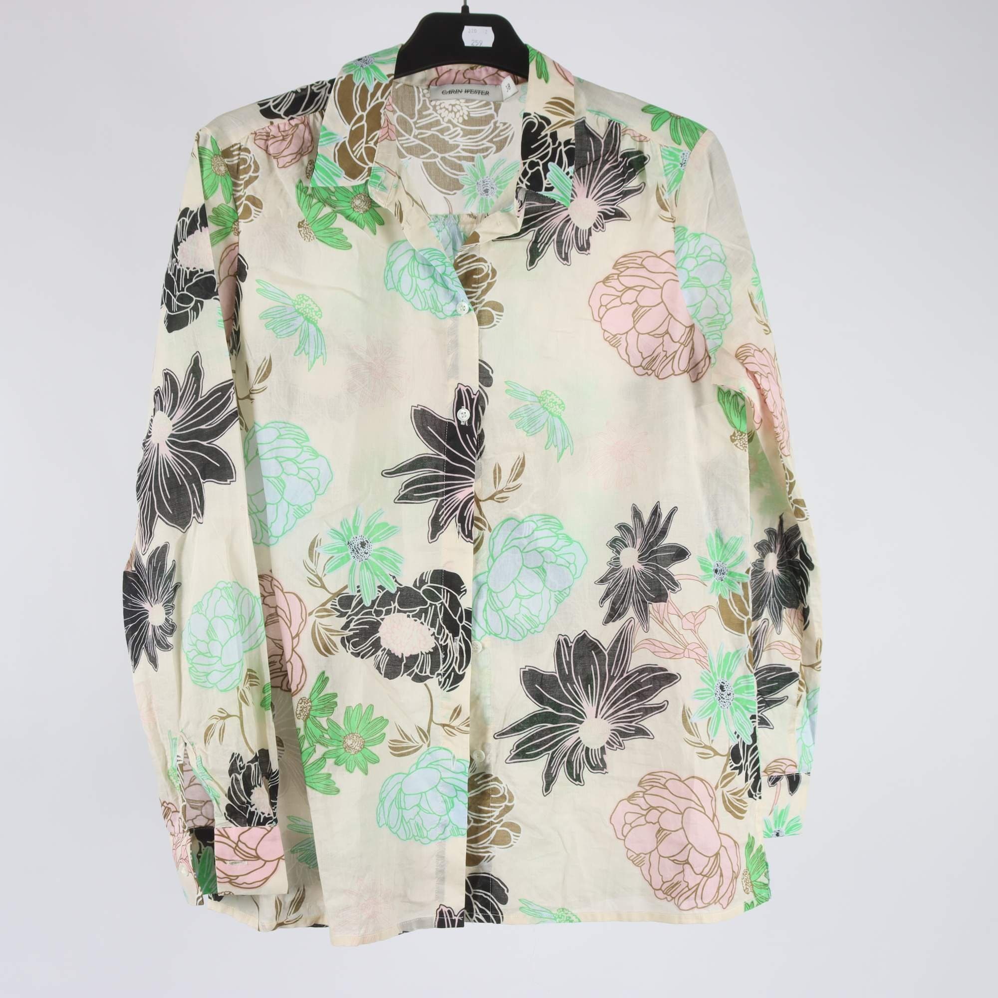 Blus, Carin Wester, blommig, beige, rosa, stl. 38.