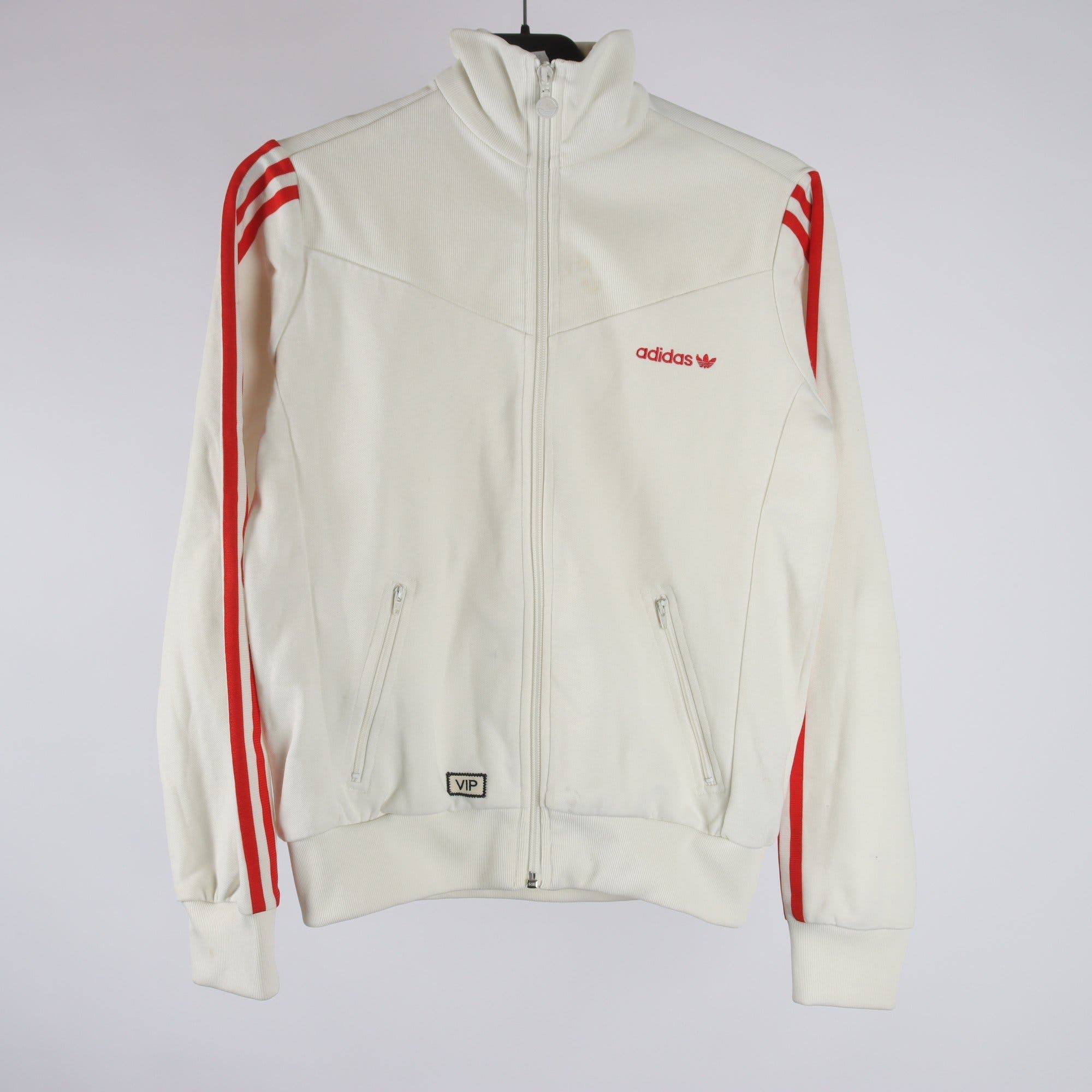 Träningsjacka, Adidas, vit, röd, stl. 38.