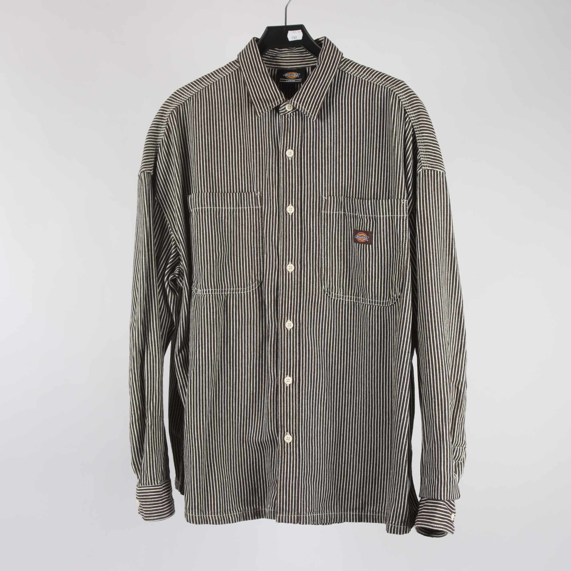 Skjorta, Dickies, brun, vit, stl. L