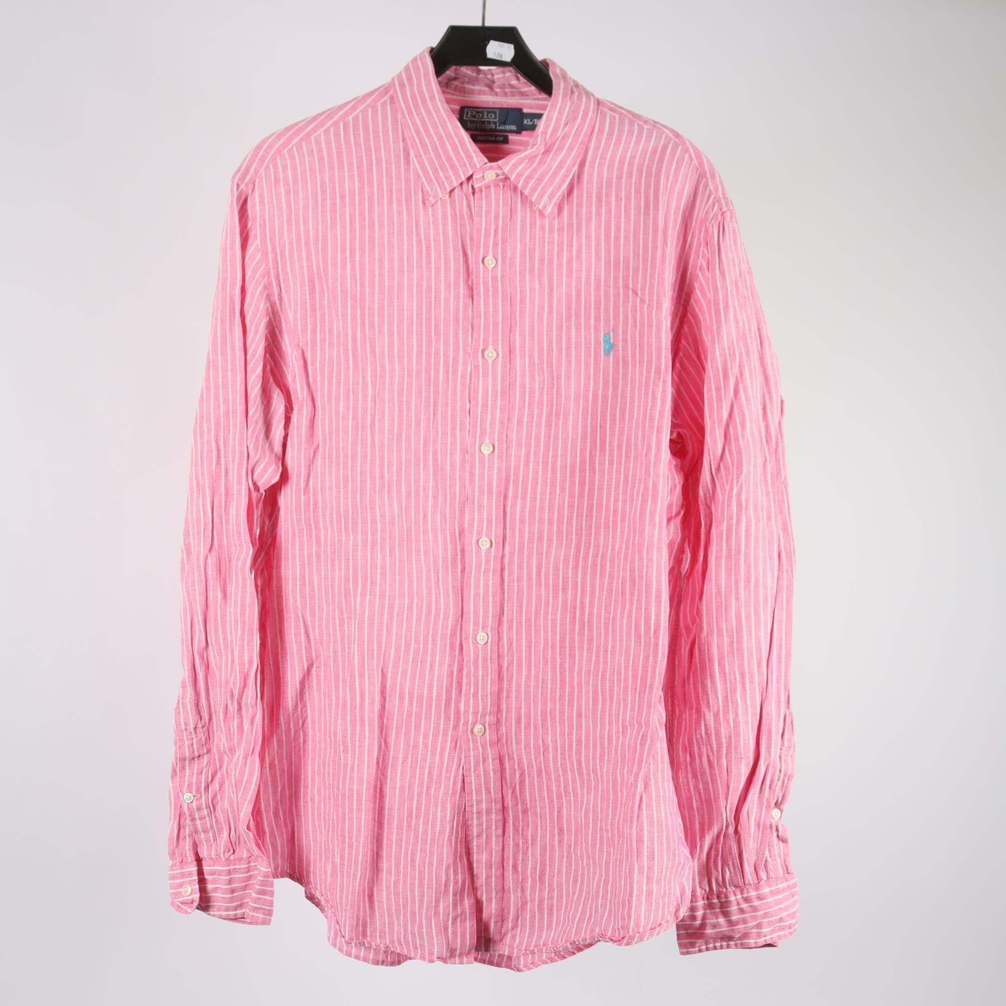 Skjorta, Polo Ralph Lauren, rosa,vit, 100% linne, stl. XL