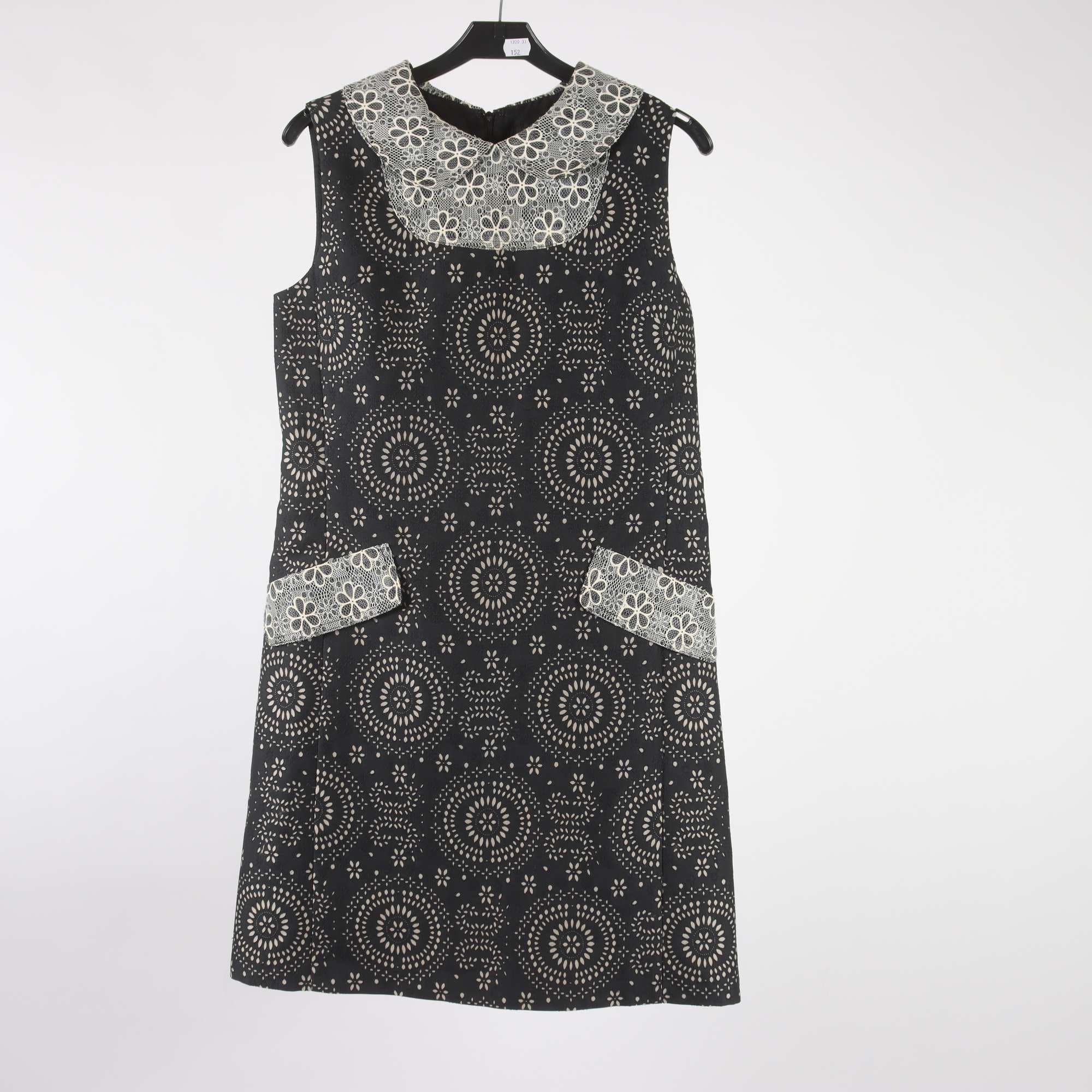 Klänning, Anna Sui, svart, mönstrad, stl. 2 (XS)
