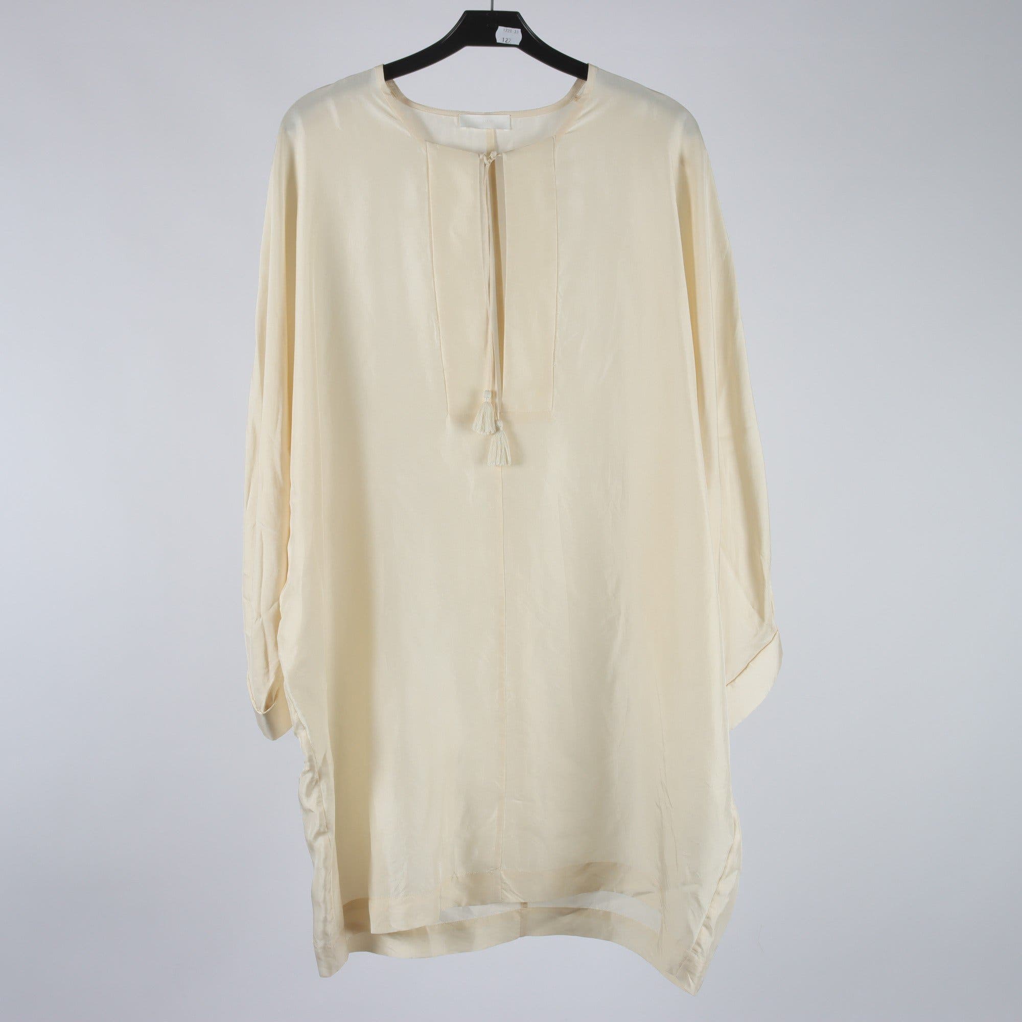 Tunika, H&M, benvit, 100% silke, stl. 40