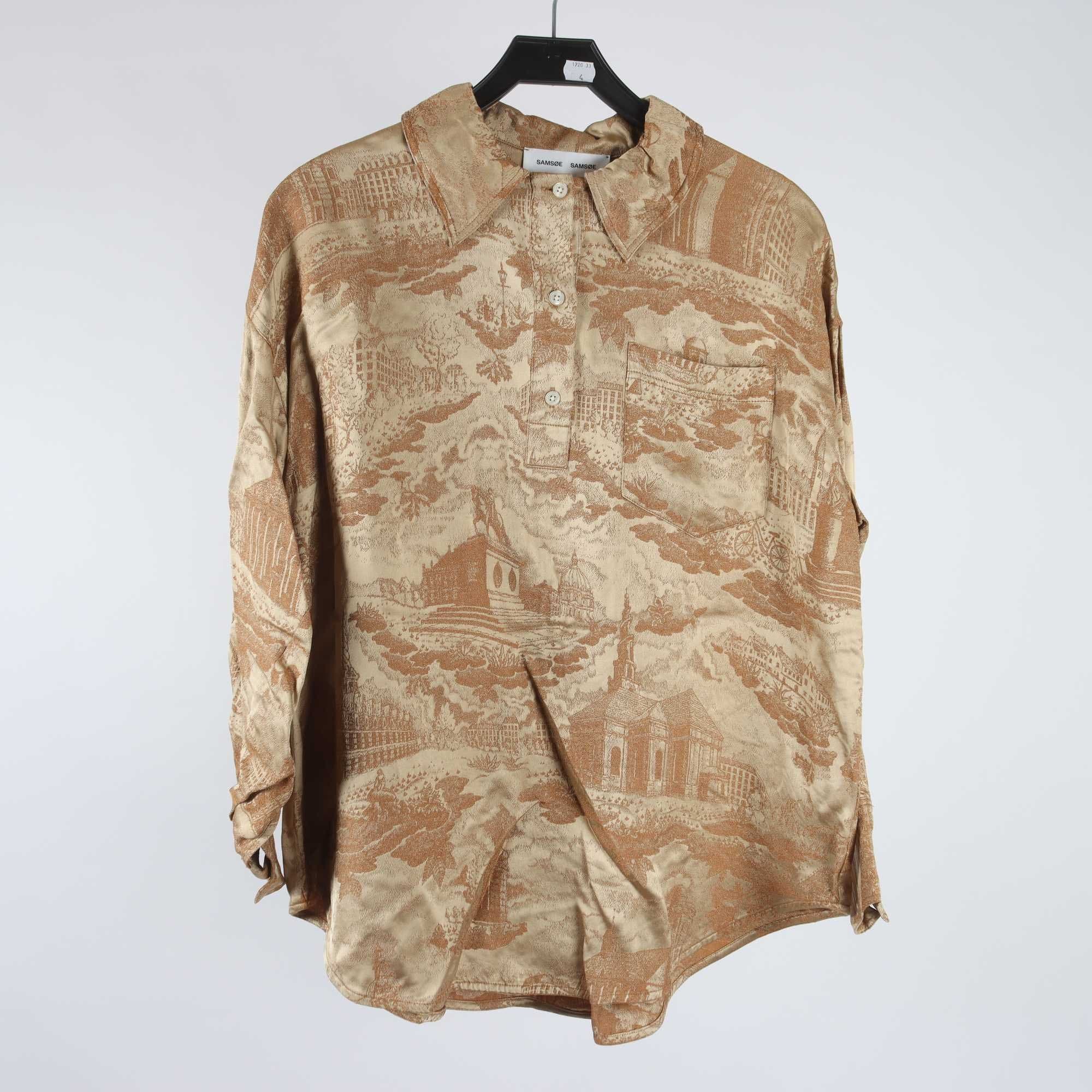 Blus, Samsøe Samsøe, beige, brun, mönstrad, stl. XS/S