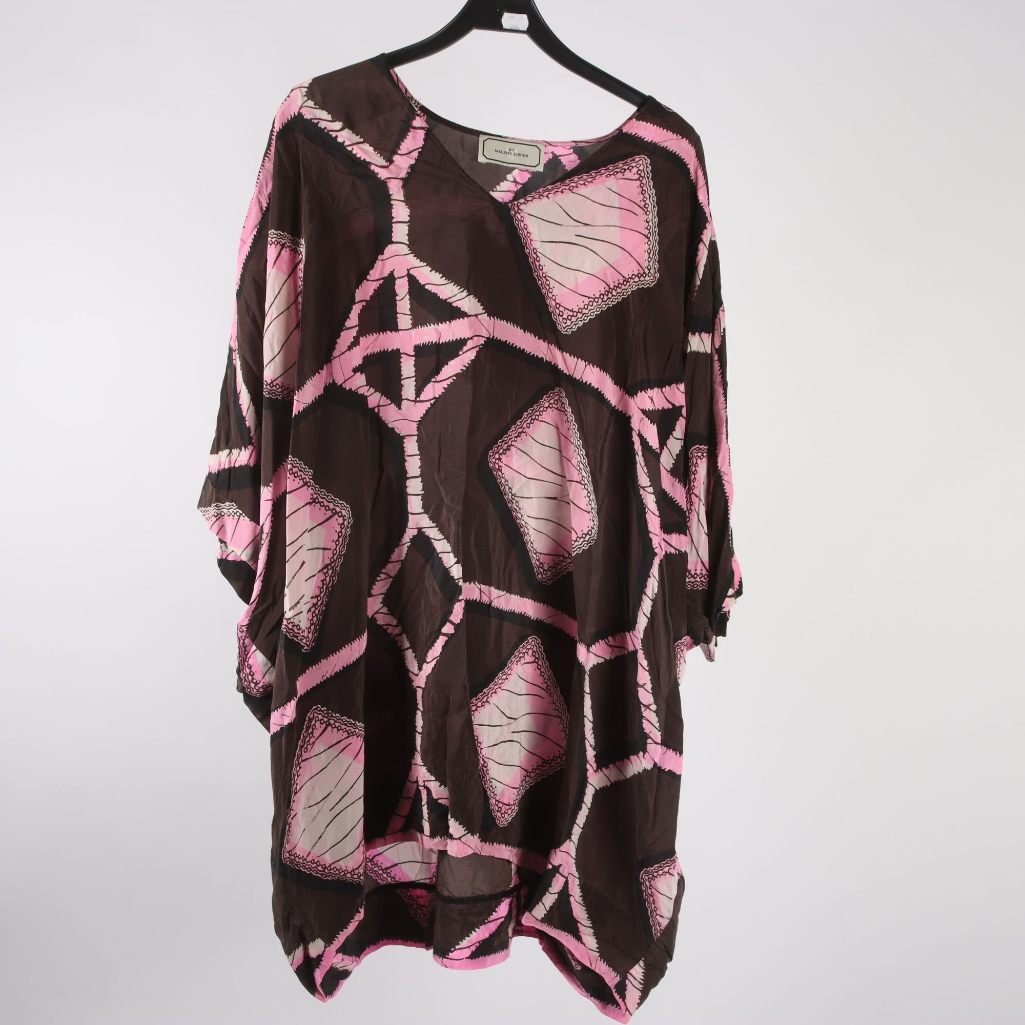 Kaftan, By Malene Birger, rosa, brun, 100% silke, stl. M.
