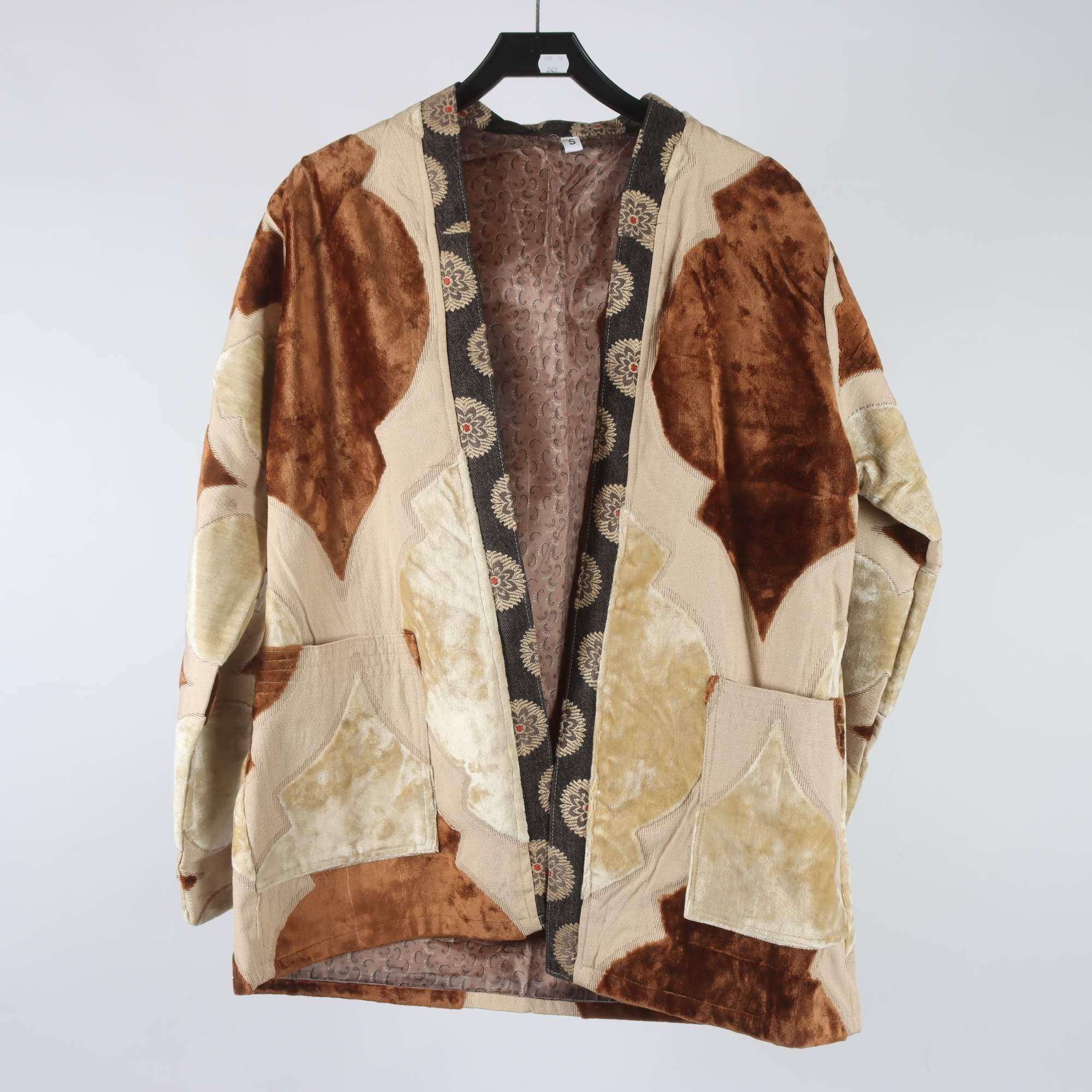 Jacka, Okänd, beige, brun, oversize, stl. S.