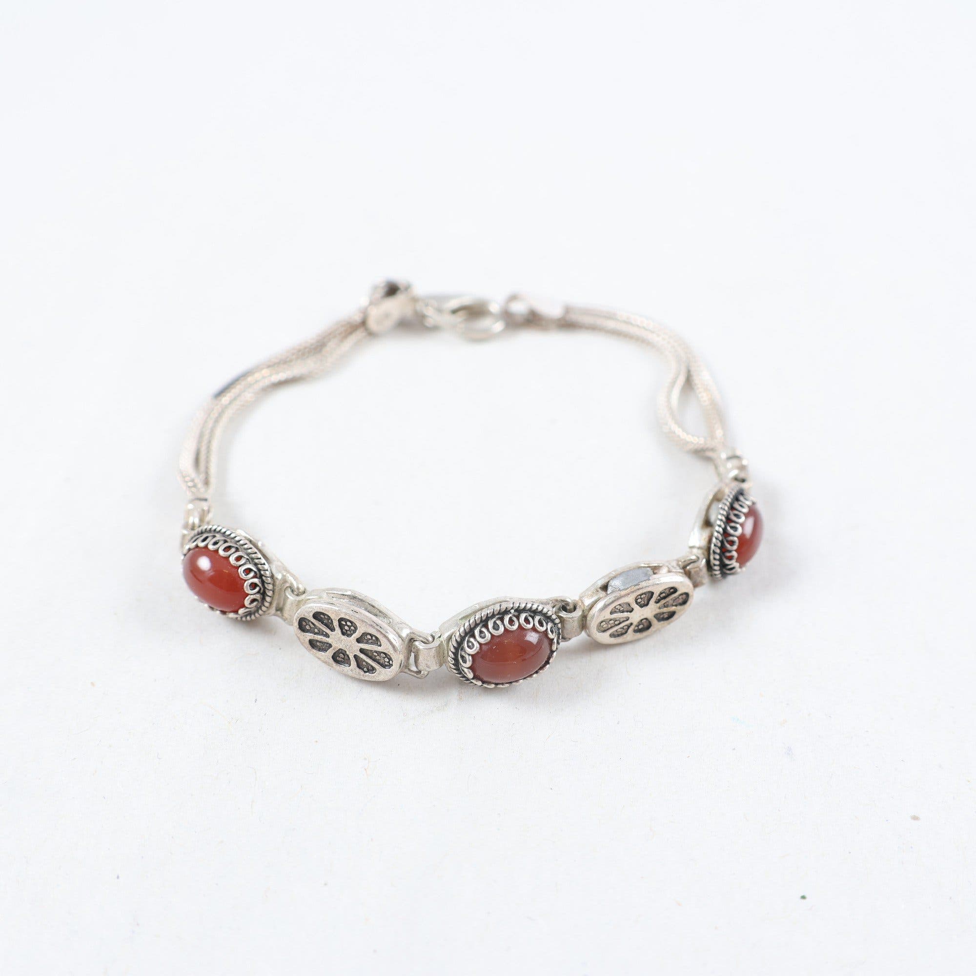 Armband silver m. stenar