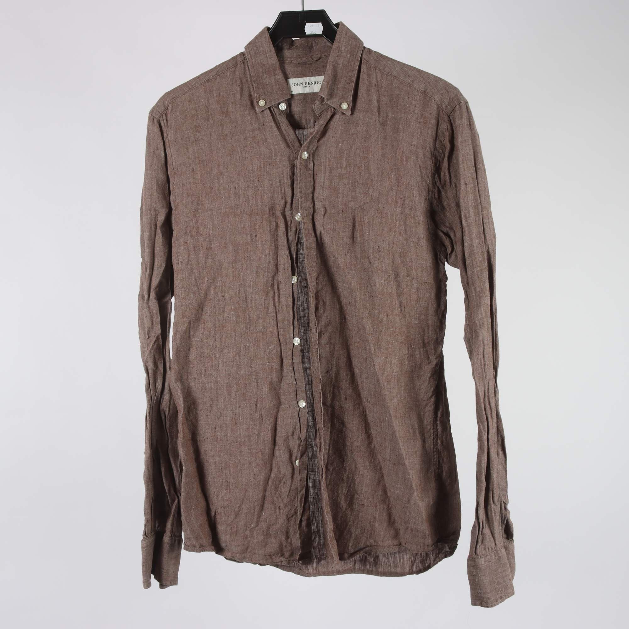 Skjorta, John Henric, brun, 100% lin, stl. 38.
