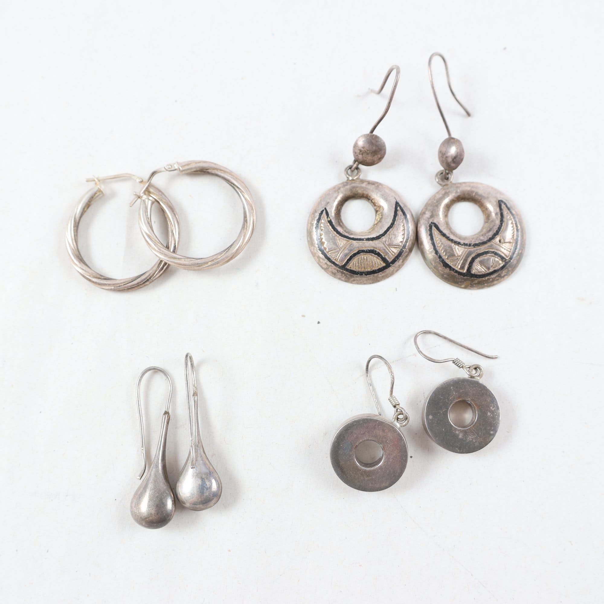 Örhängen, silver, olika